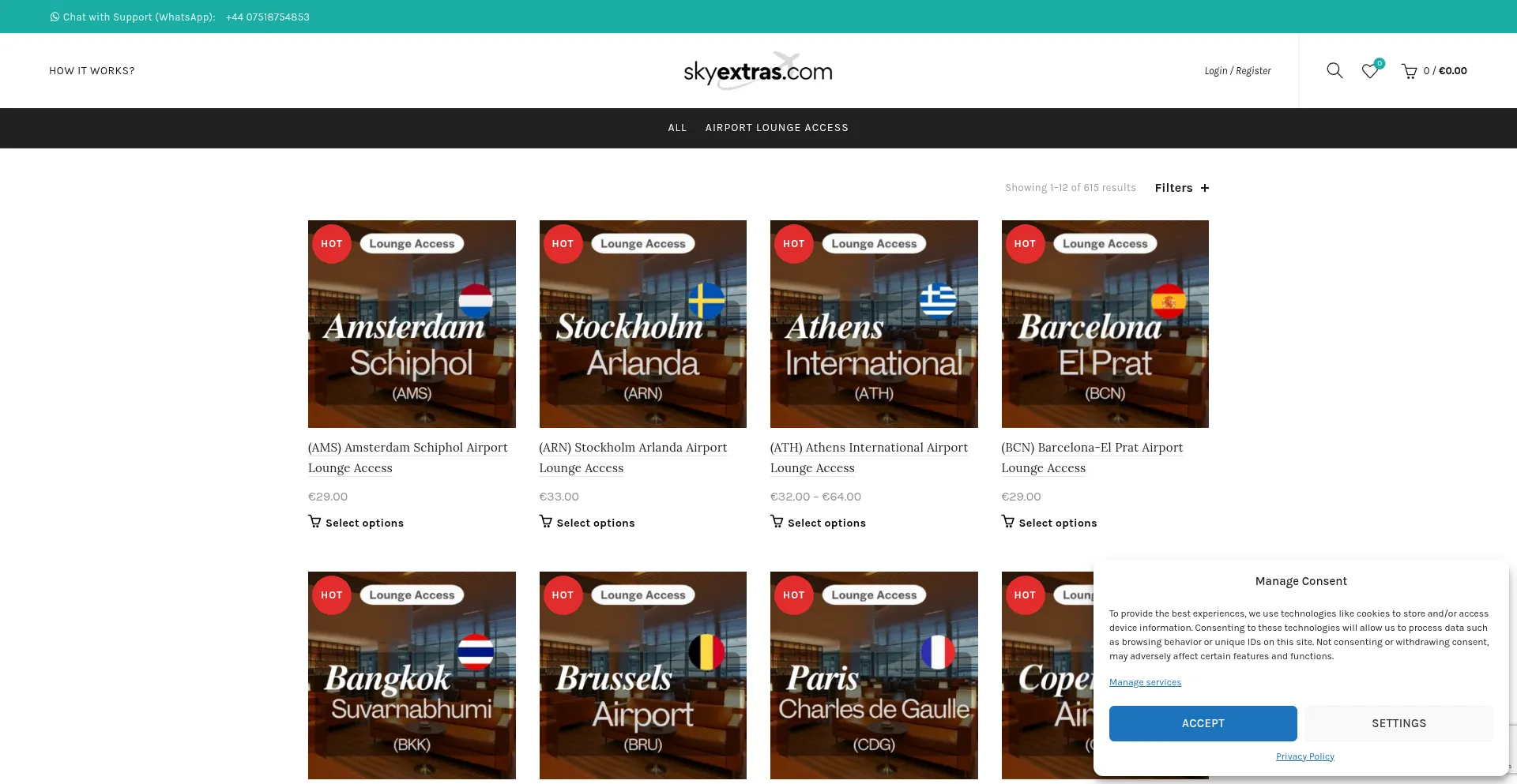 Skyextras.com Screenshot