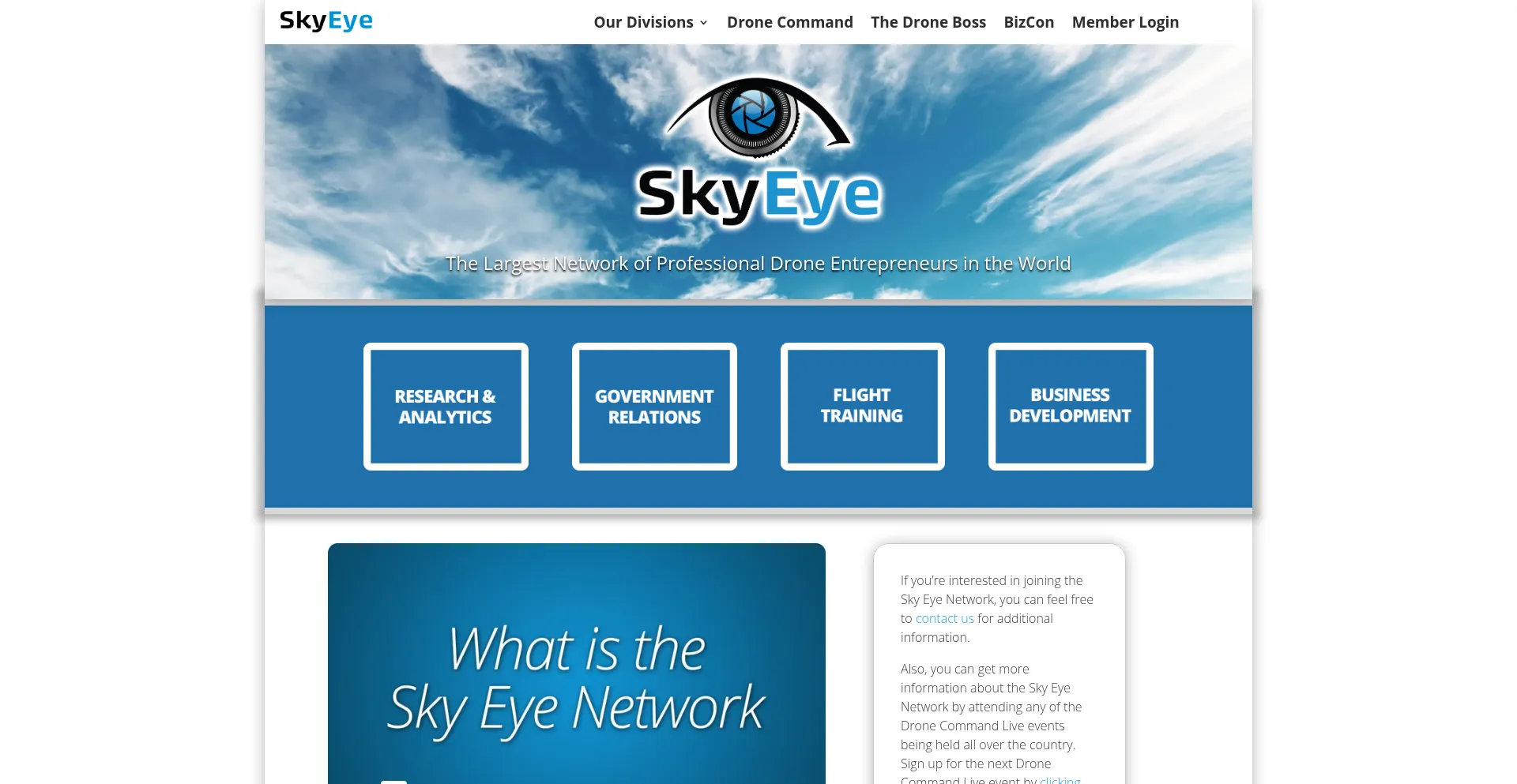 Website screenshot of Skyeyenetwork.com