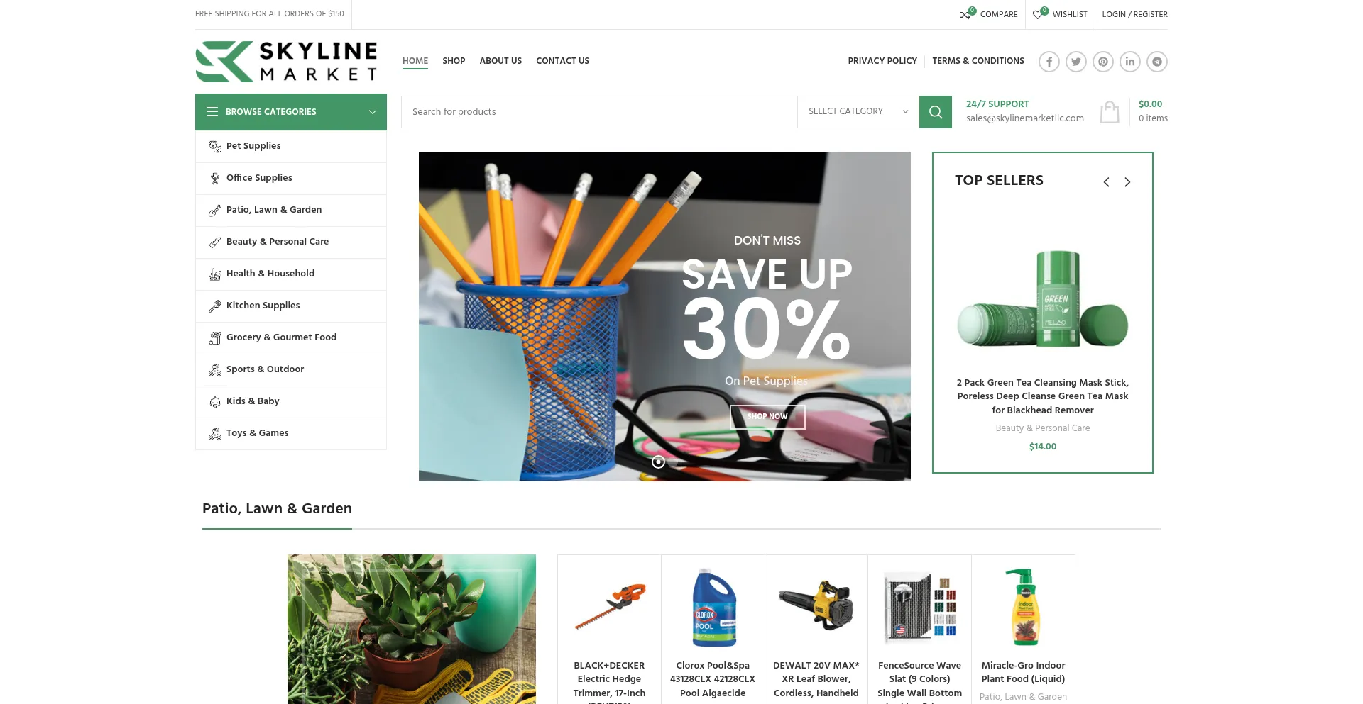 Website screenshot of Skylinemarketllc.com