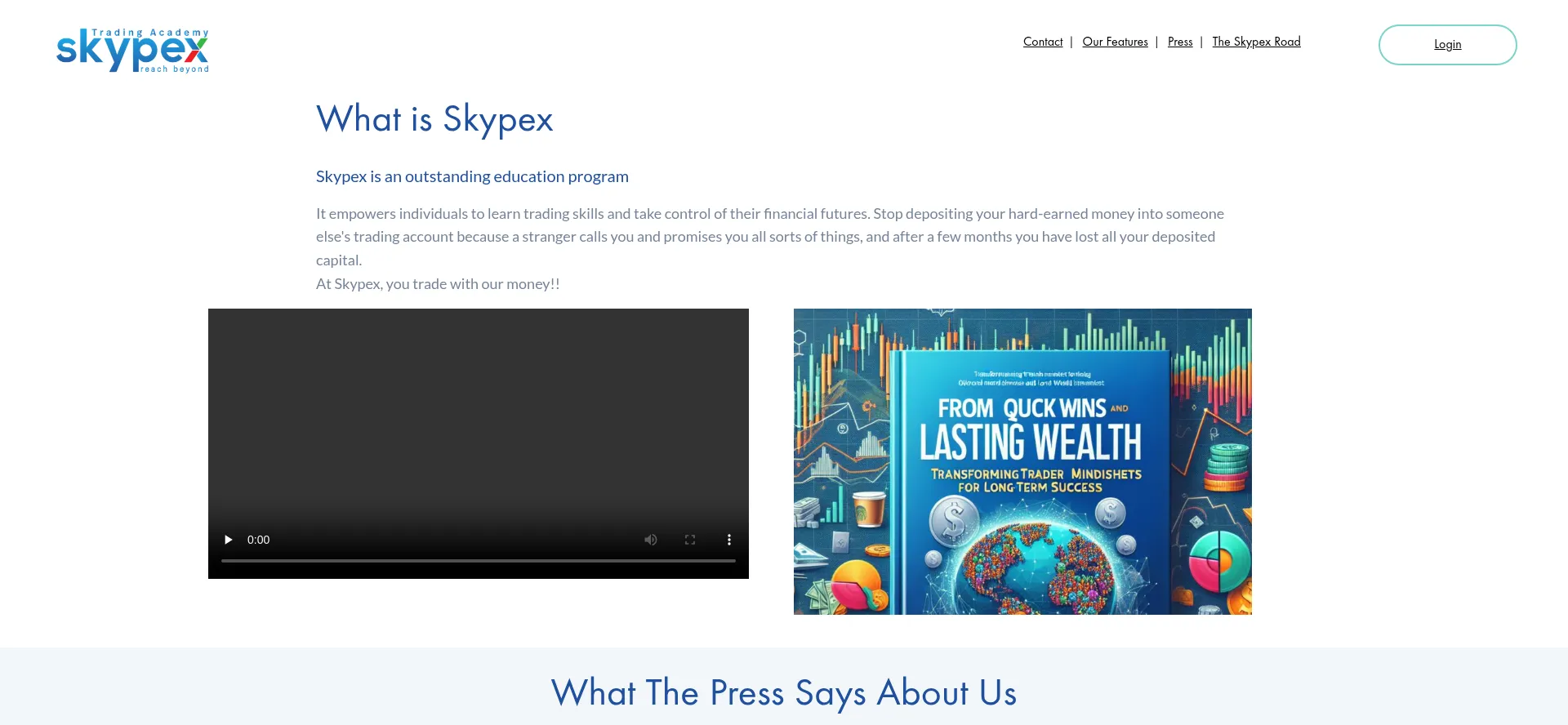 Website screenshot of Skypex.io