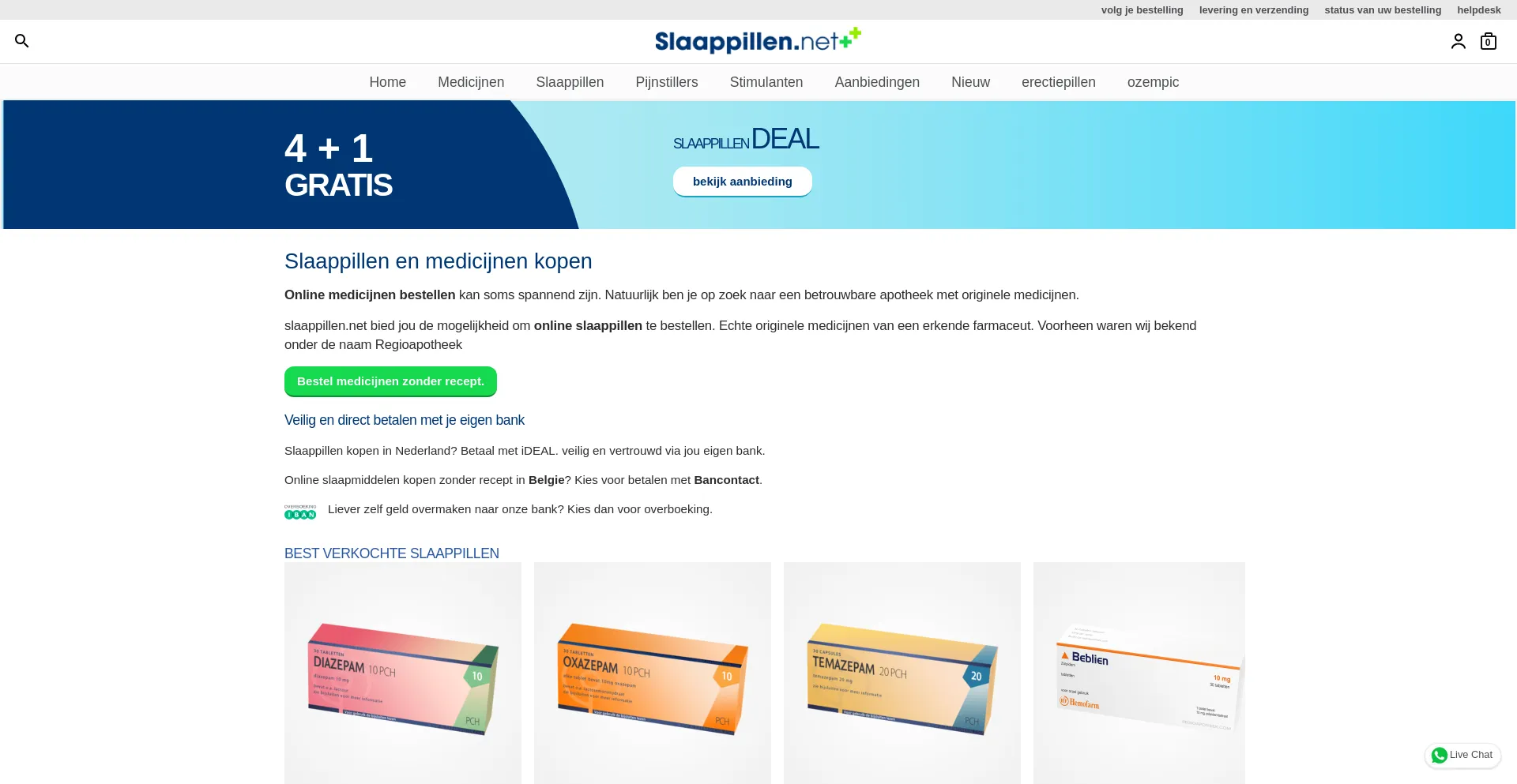 Website screenshot of Slaappillen.net