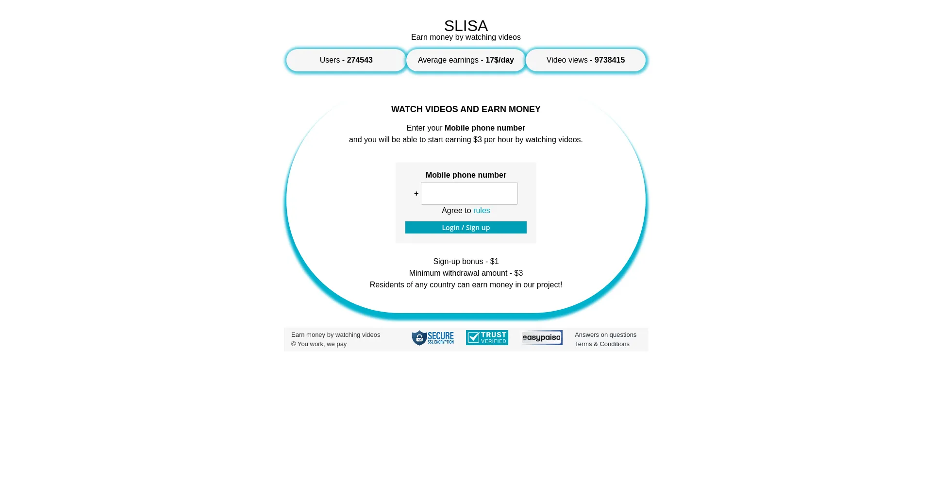 Website screenshot of Slisa.pw