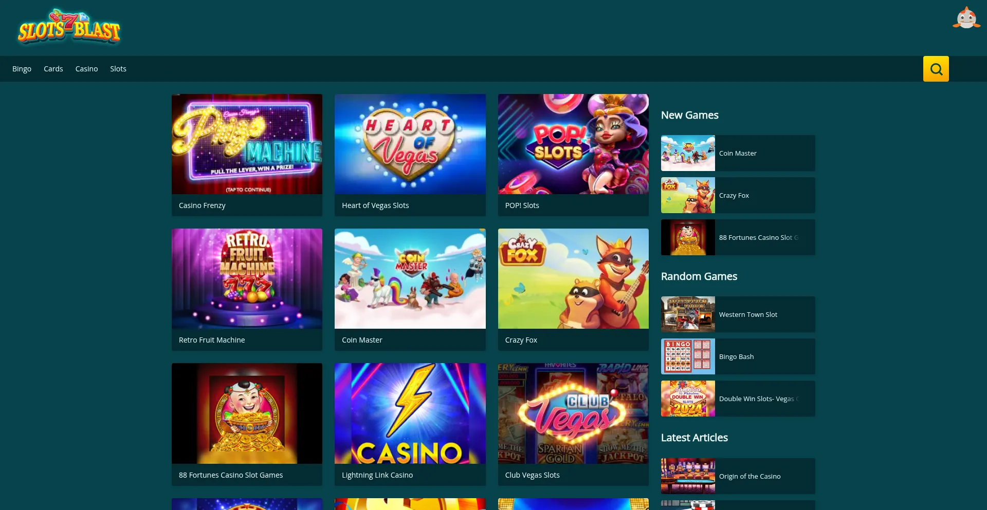 Website screenshot of Slots-blast.com