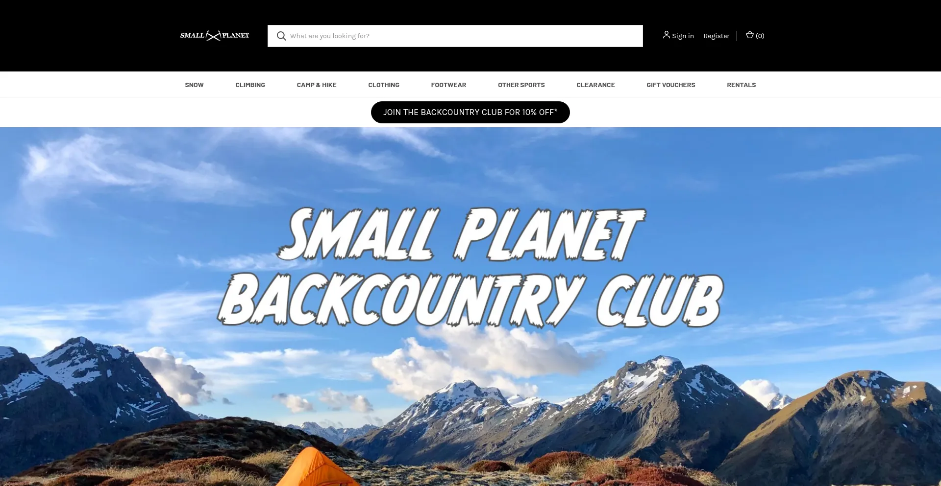 Website screenshot of Smallplanetsports.com