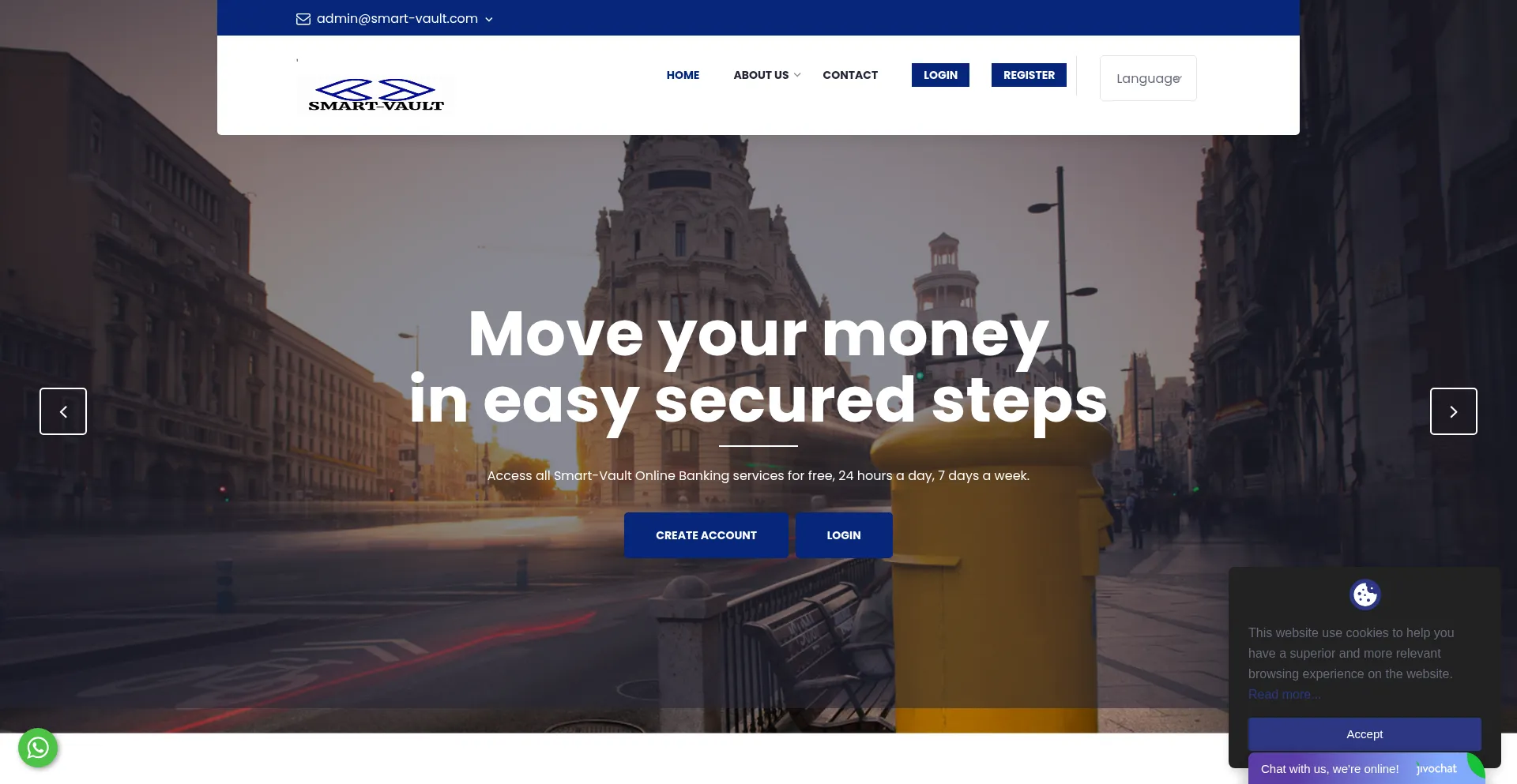 Website screenshot of Smart-vault.com