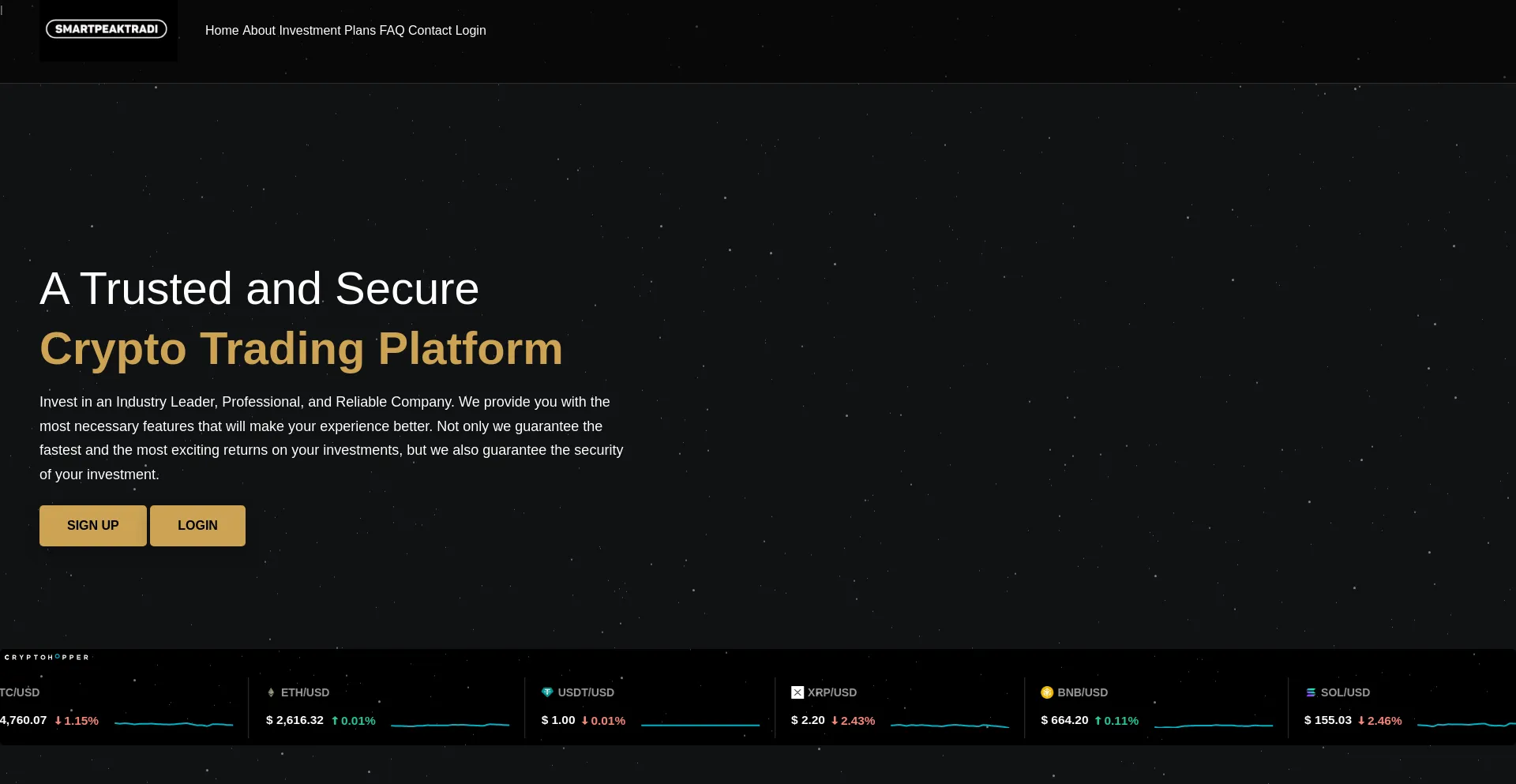 Website screenshot of Smartpeaktradi.com