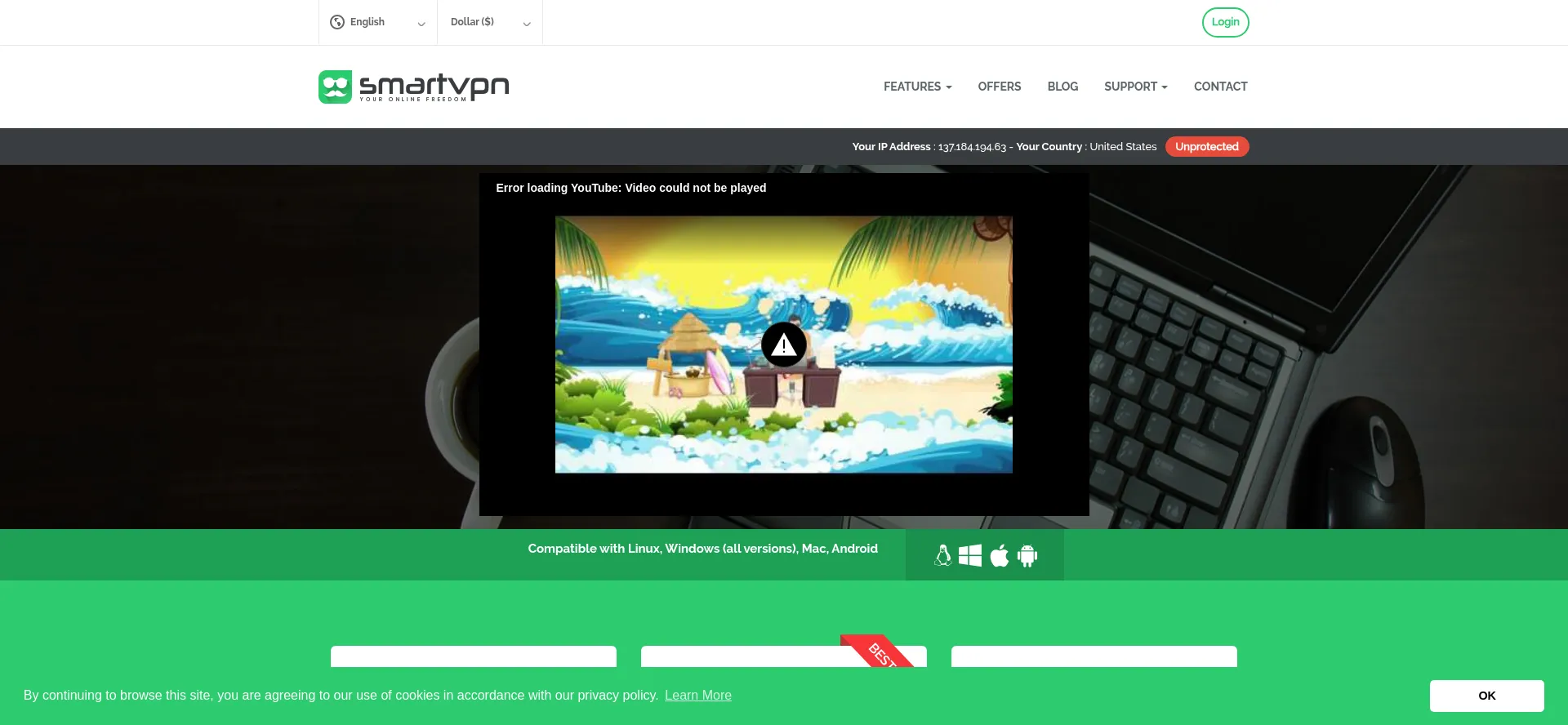 Website screenshot of Smartvpn.com