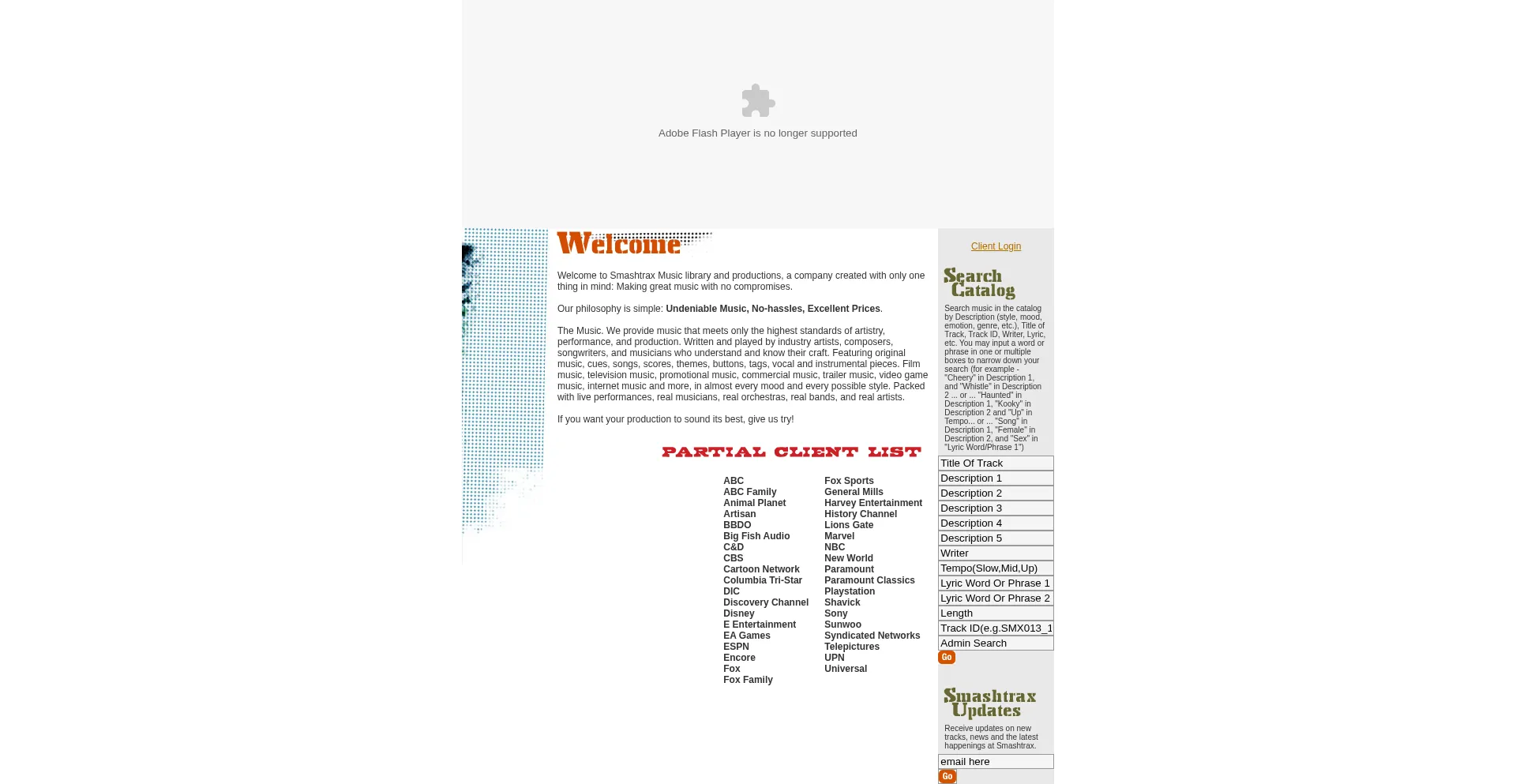 Website screenshot of Smashtrax.com