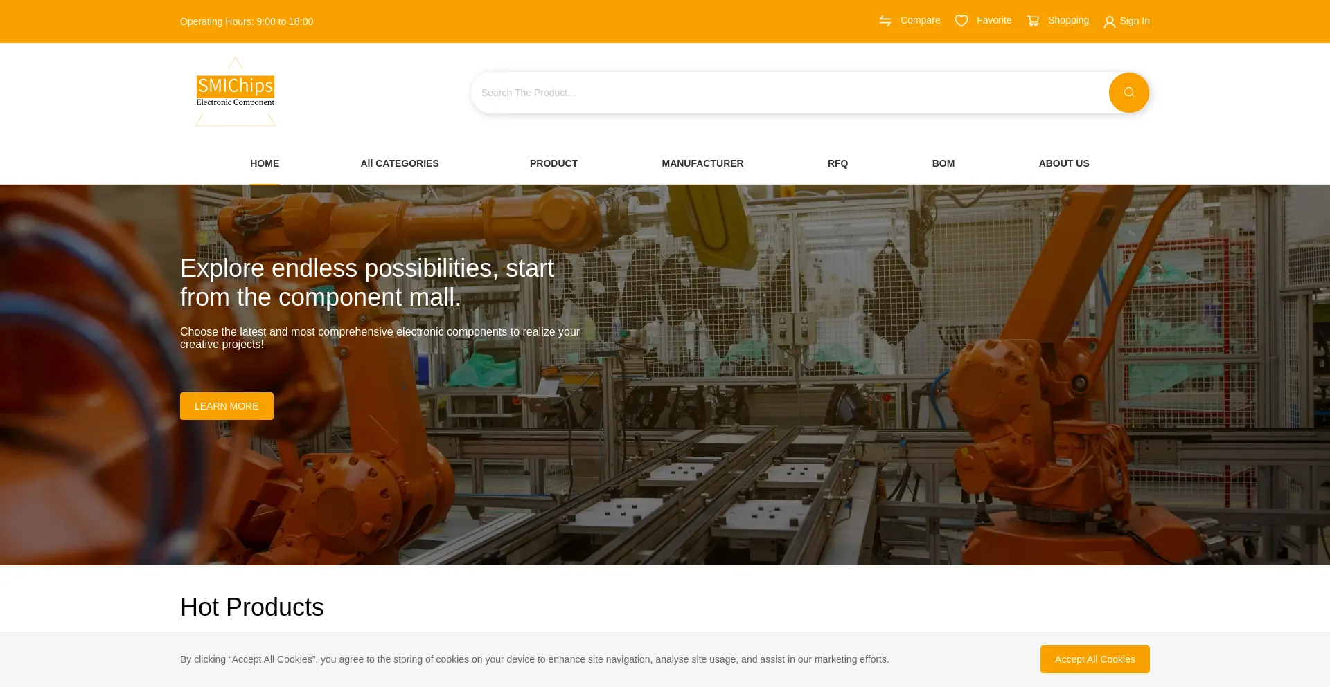 Website screenshot of Smichips.com