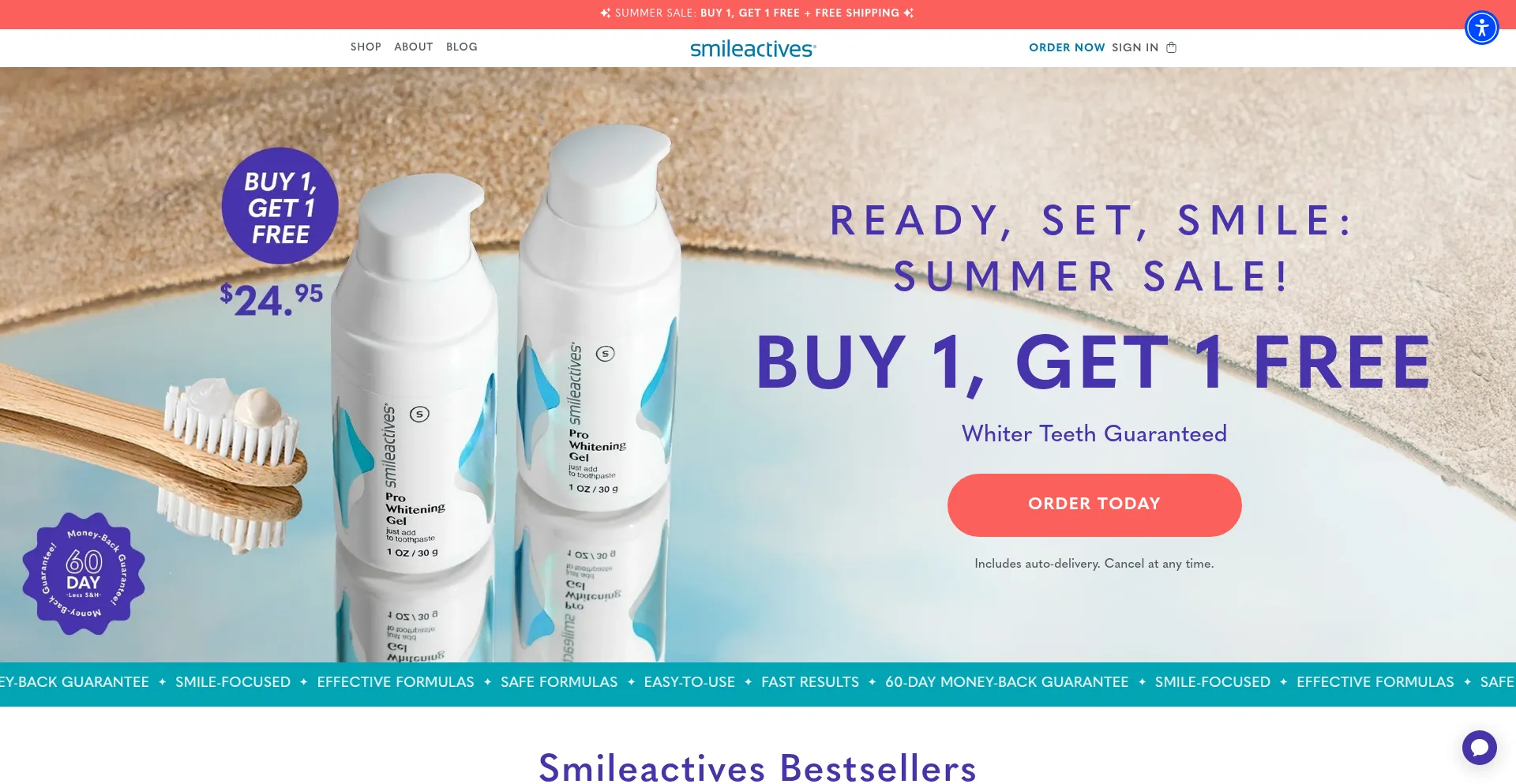 Website screenshot of Smileactives.com