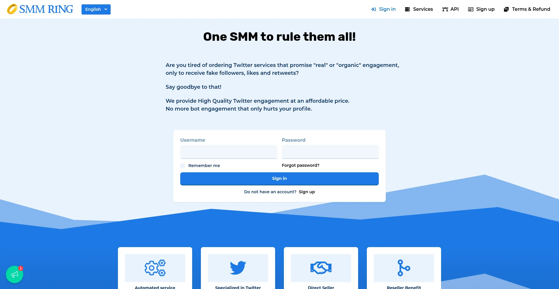 Website screenshot of Smmring.com
