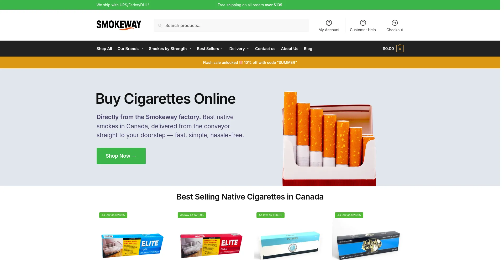 Website screenshot of Smokeway.co