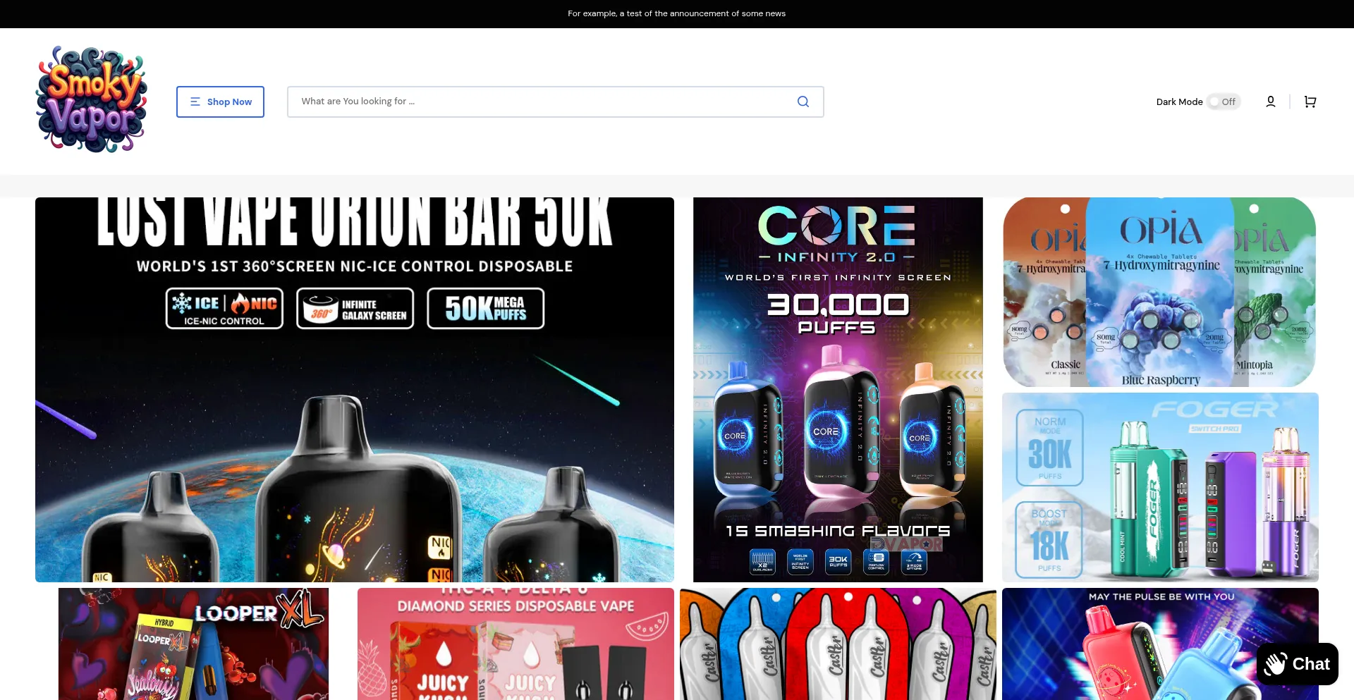 Website screenshot of Smokyvapor.com