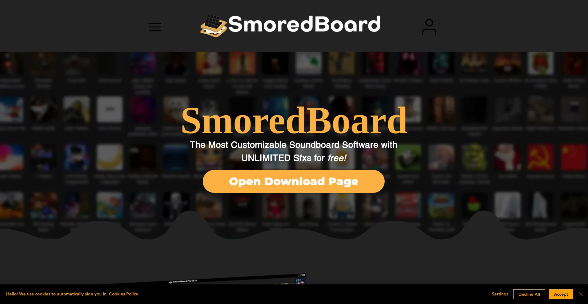 Website screenshot of Smoredboard.com