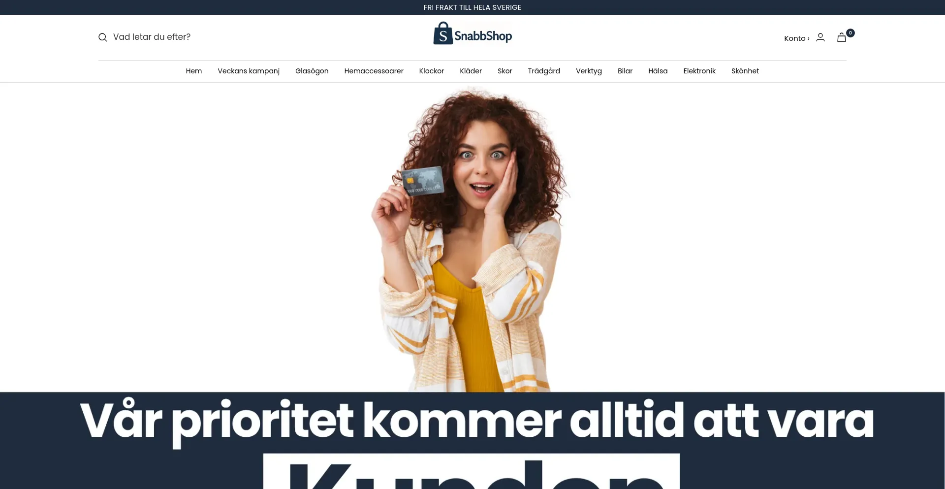 Website screenshot of Snabbshop.com