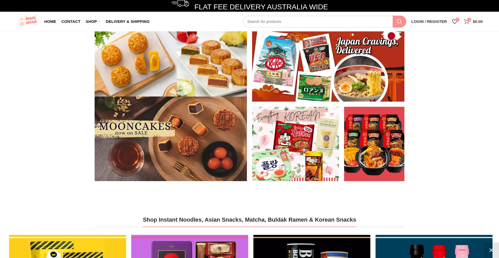 Website screenshot of Snackaffair.com.au
