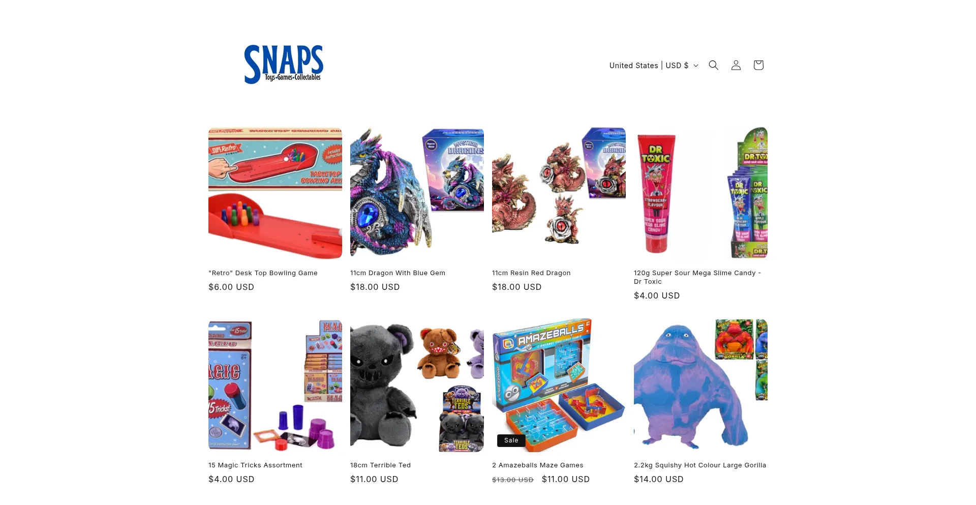 Website screenshot of Snapsgames.co.uk