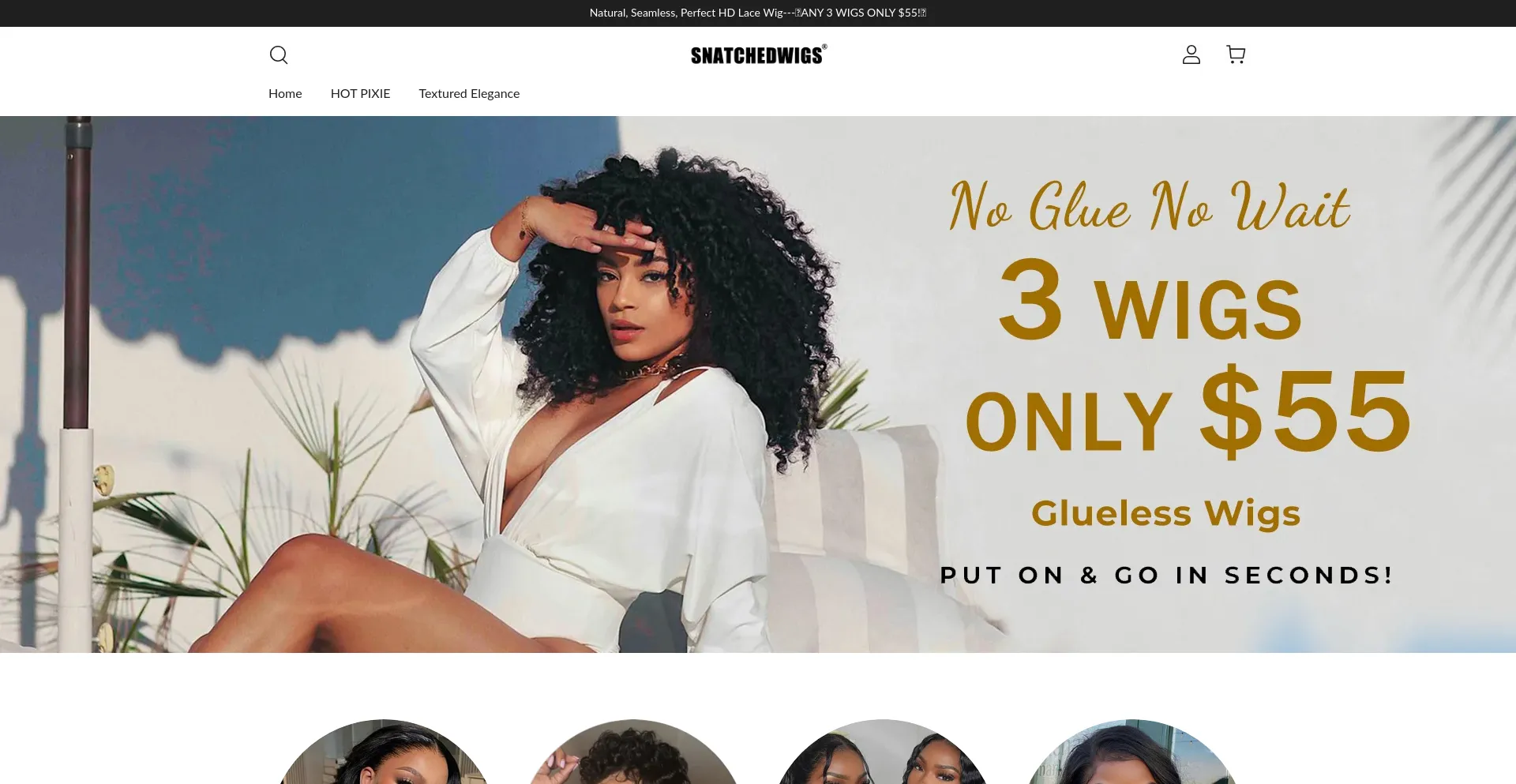Website screenshot of Snatchedwigs.com