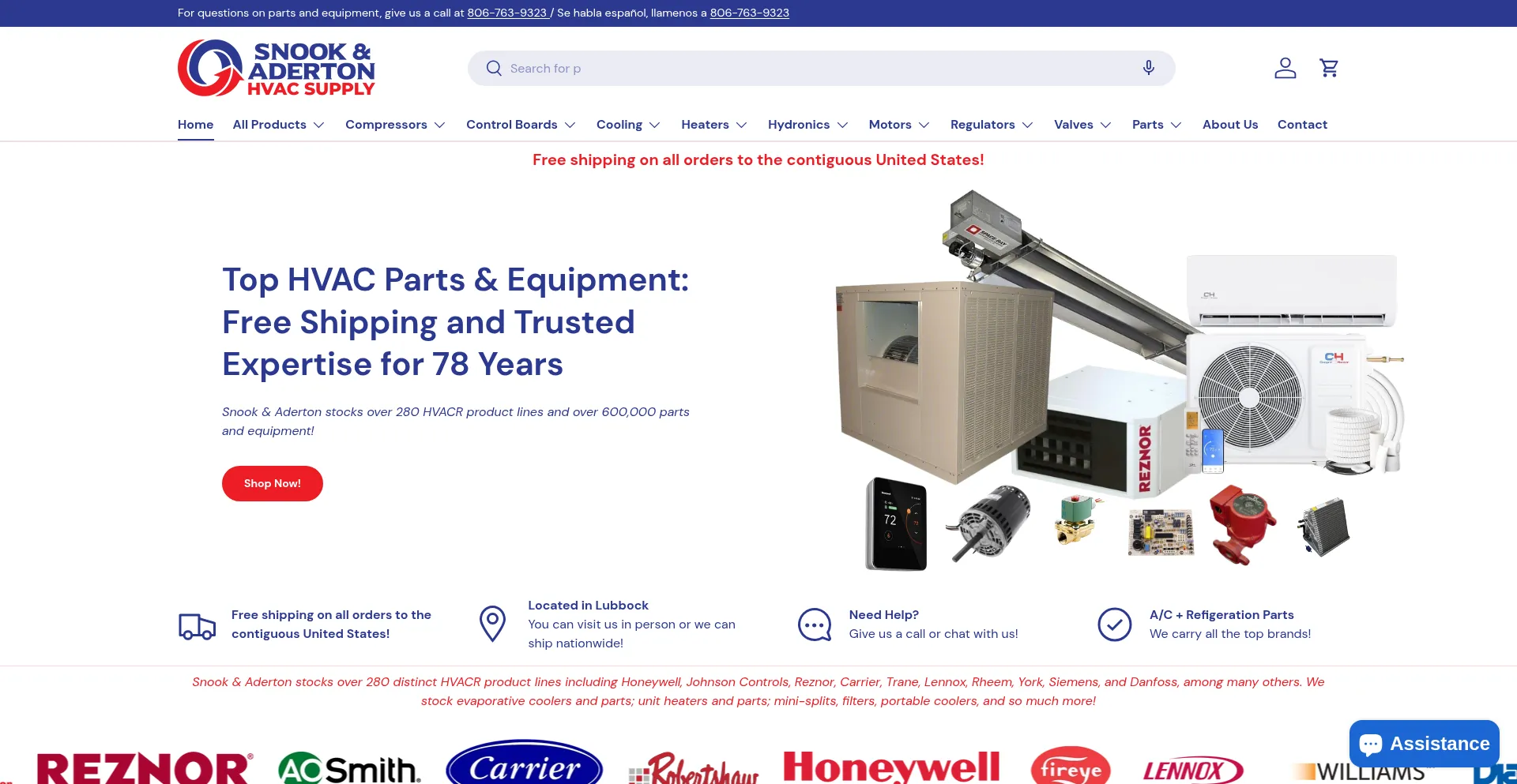 Website screenshot of Snookhvac.com