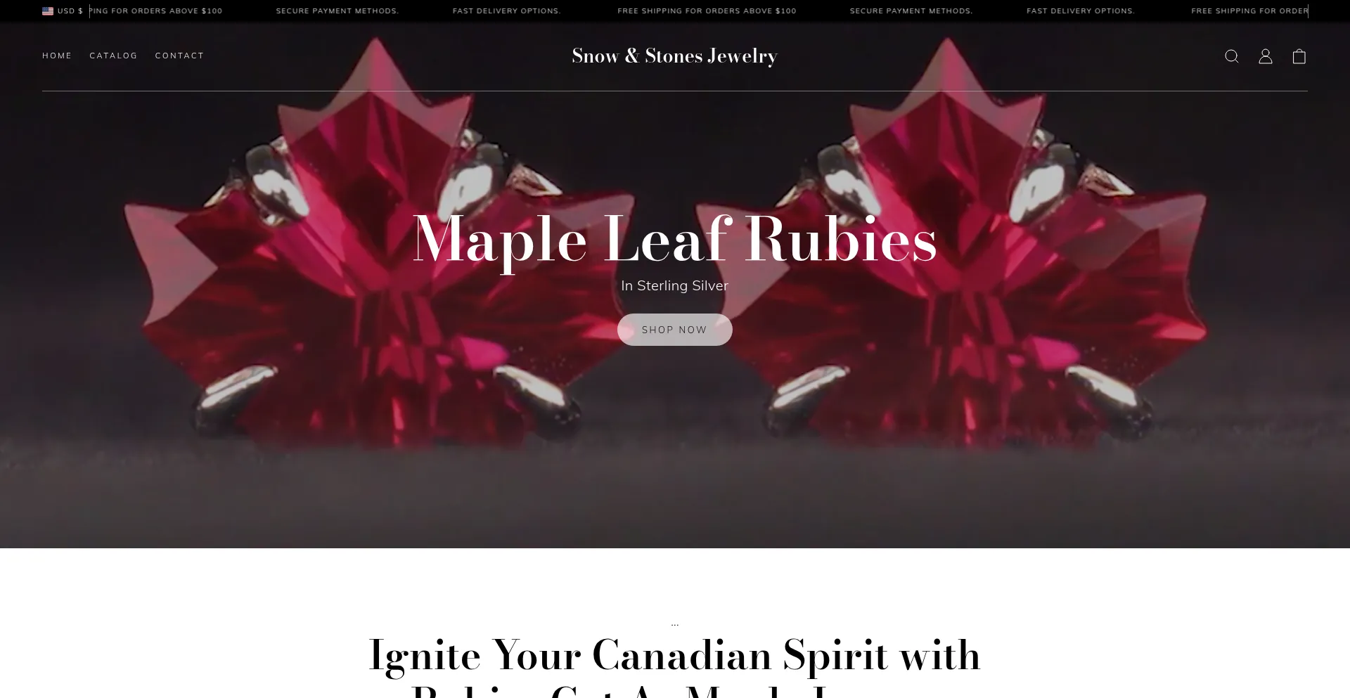 Website screenshot of Snowandstones.com