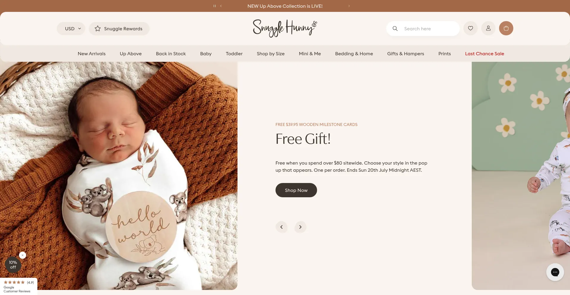 Website screenshot of Snugglehunnykids.com.au