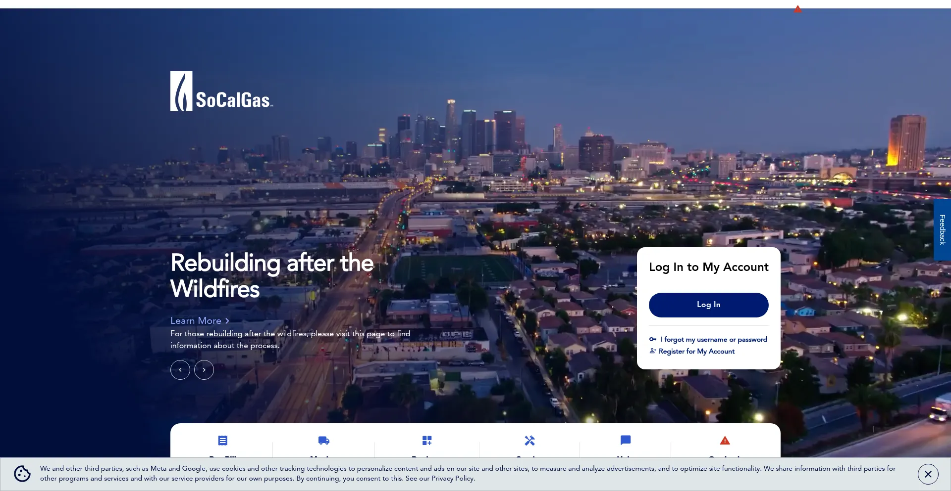 Website screenshot of Socalgas.com
