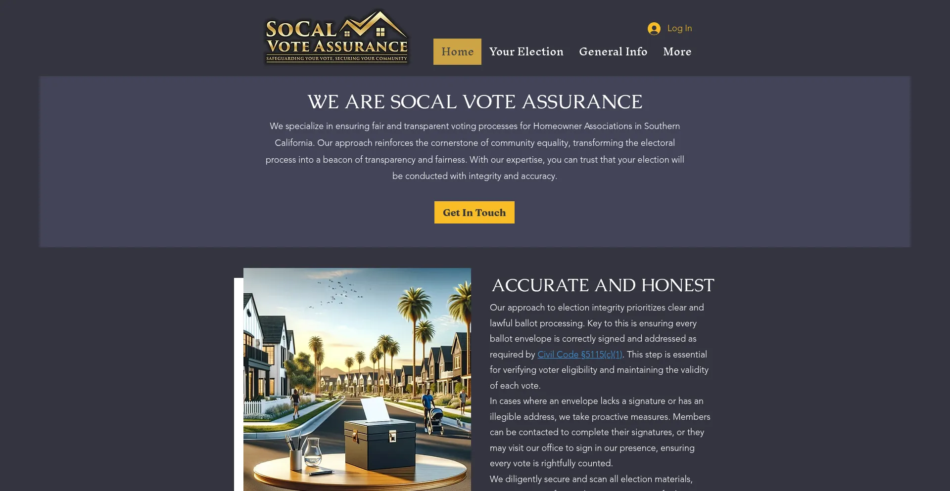 Website screenshot of Socalvote.com