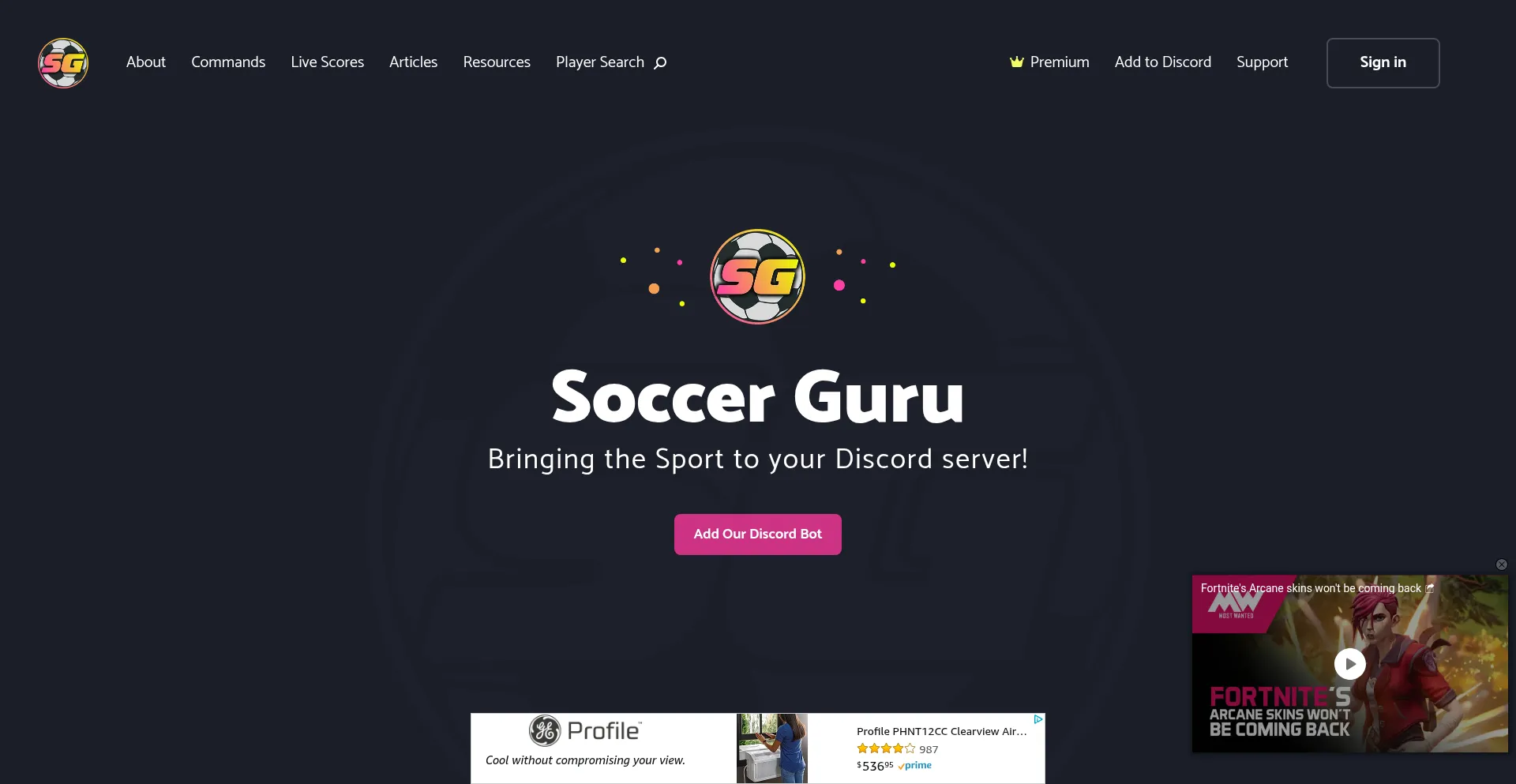 Website screenshot of Soccerguru.live