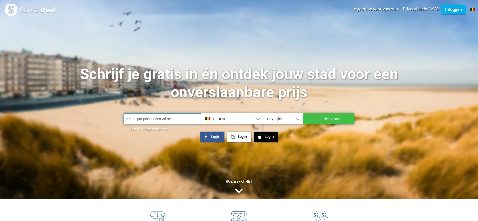 Website screenshot of Socialdeal.be