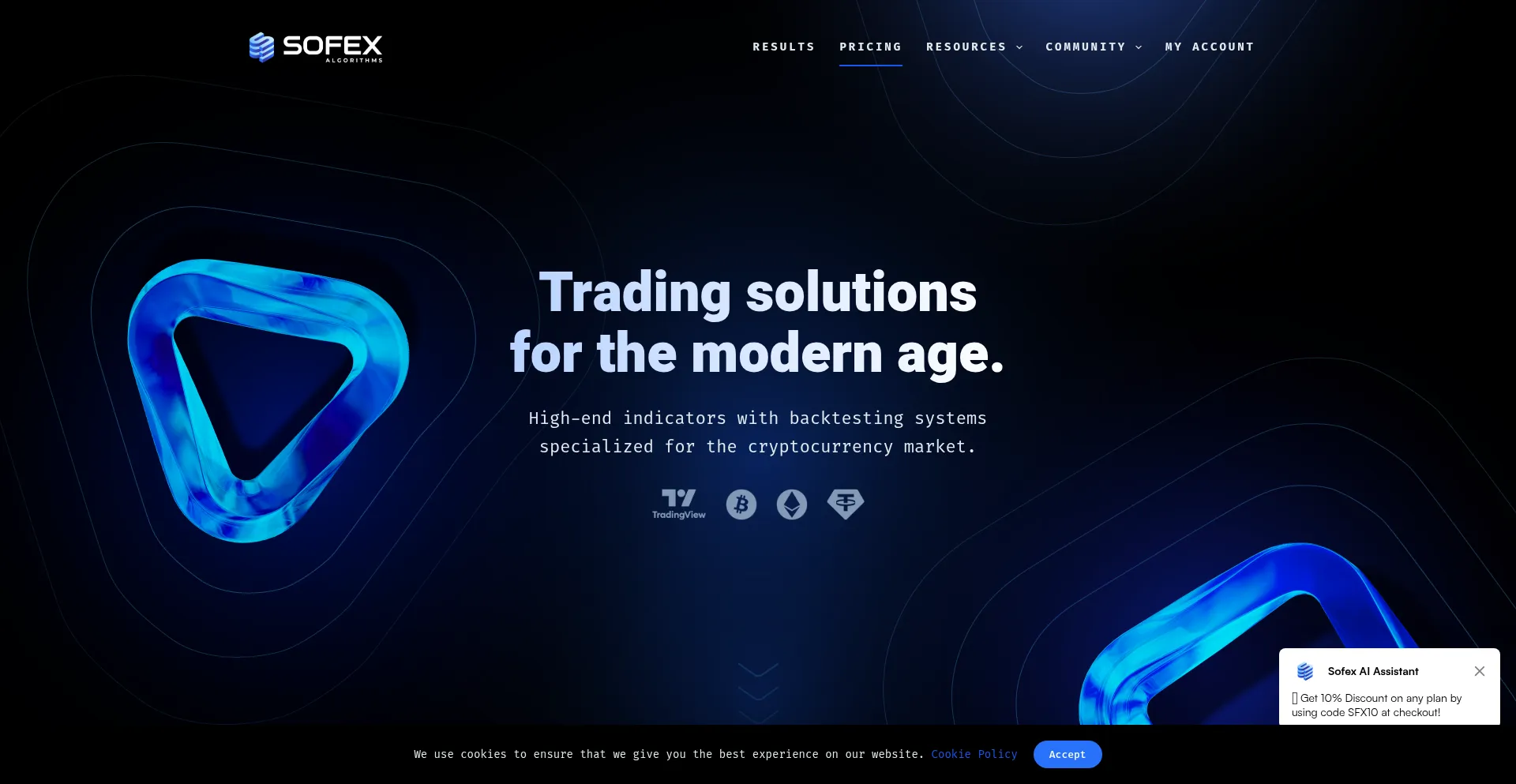 Website screenshot of Sofex.io