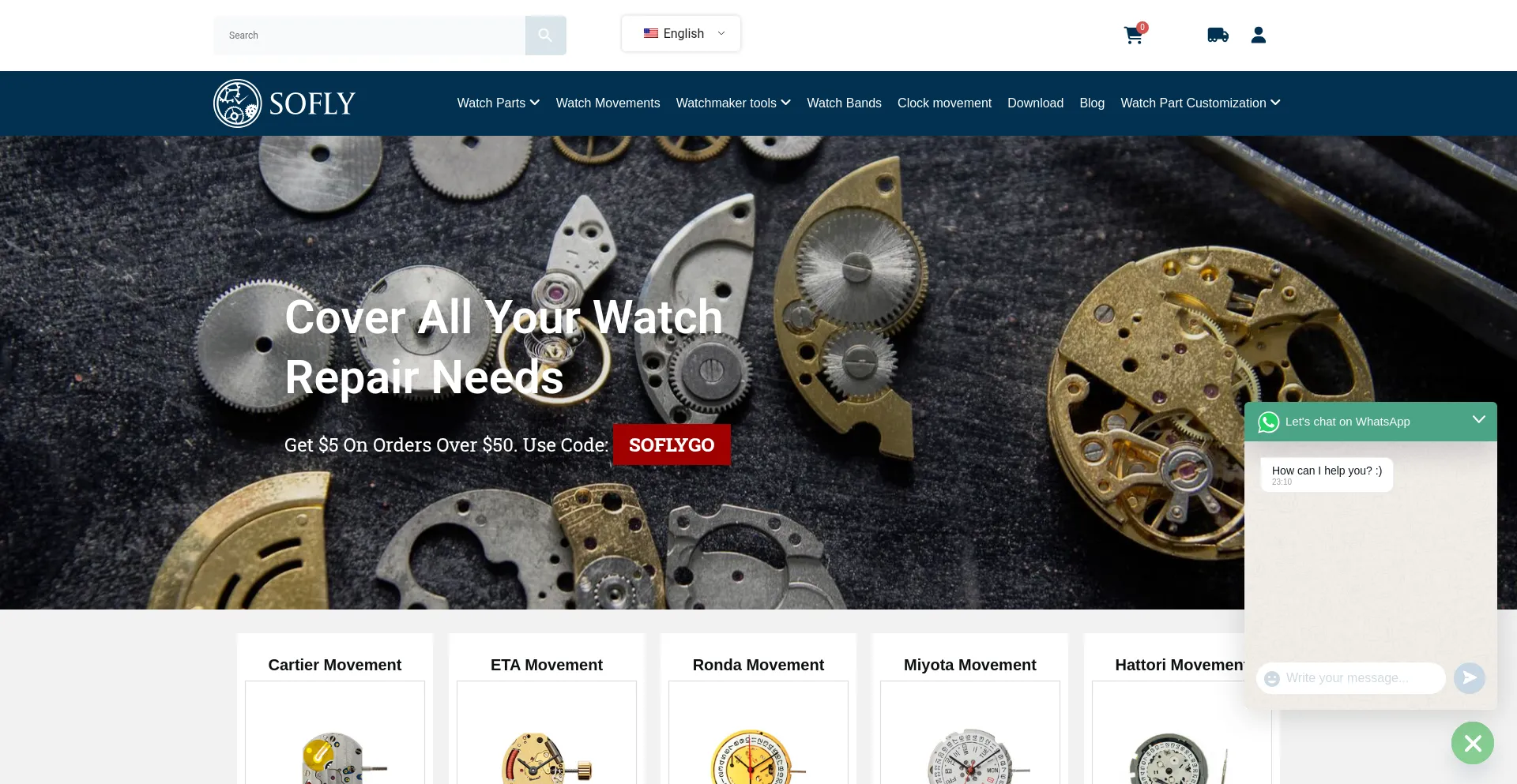 Website screenshot of Soflypart.com