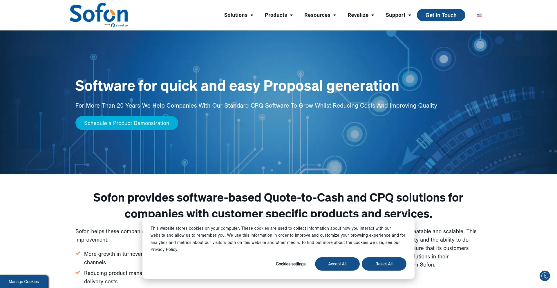 Website screenshot of Sofon.com