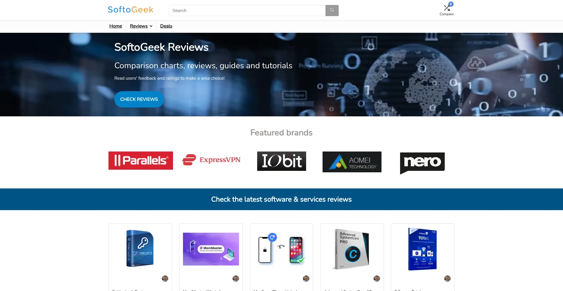 Website screenshot of Softogeek.com