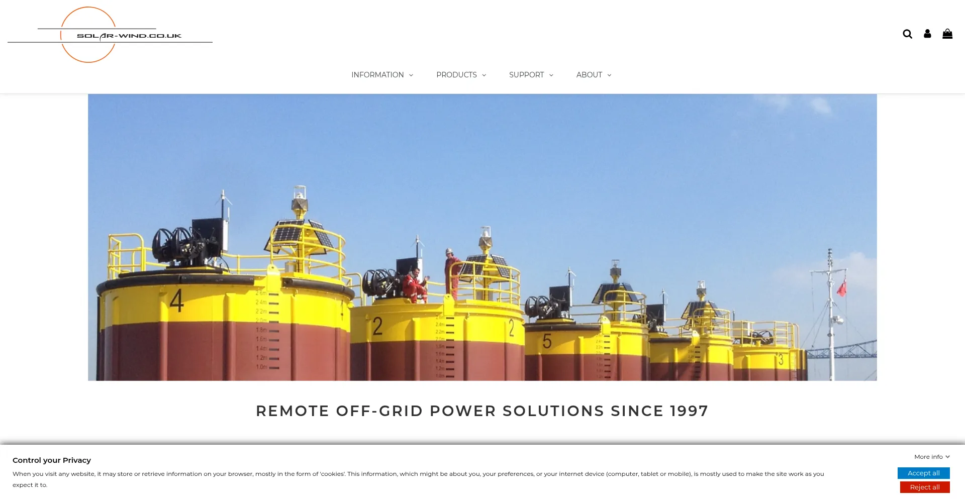 Website screenshot of Solar-wind.co.uk