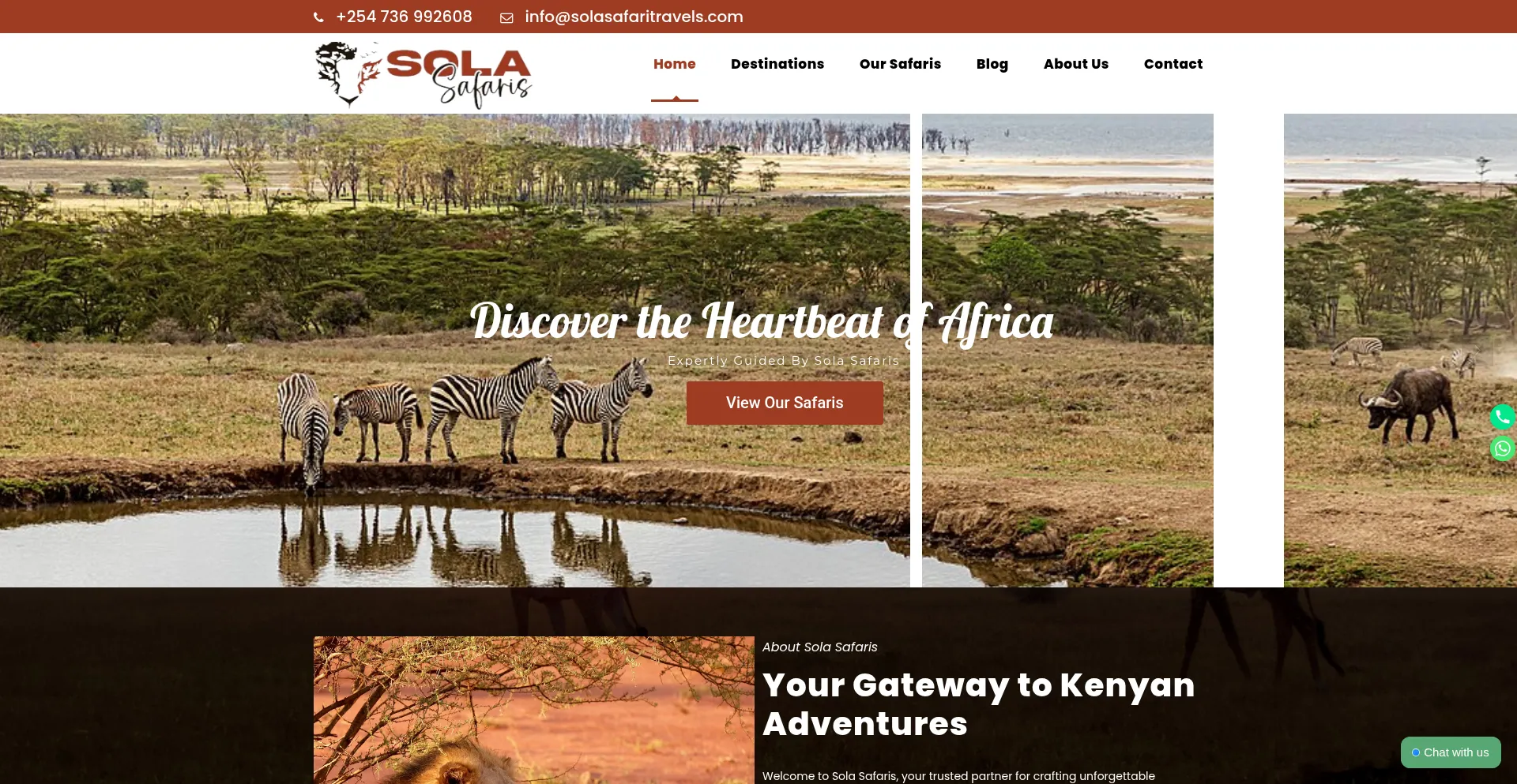 Website screenshot of Solasafaritravels.com