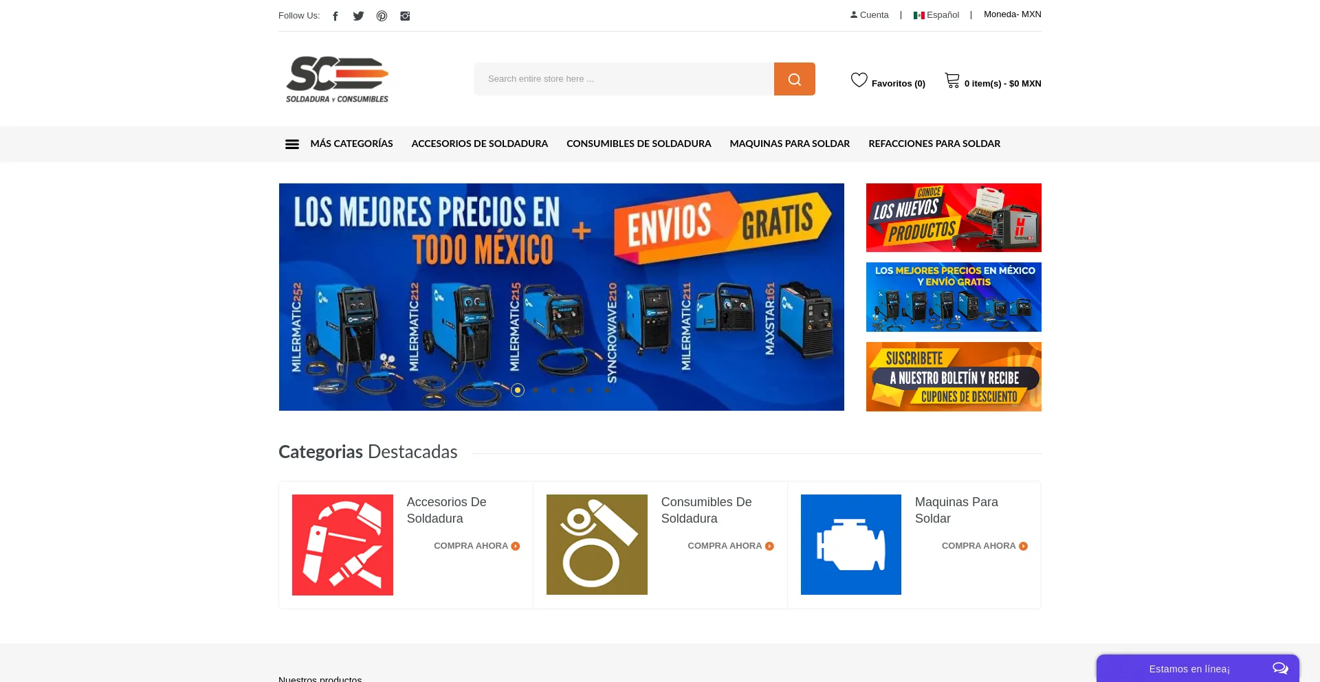 Website screenshot of Soldadurayconsumibles.com