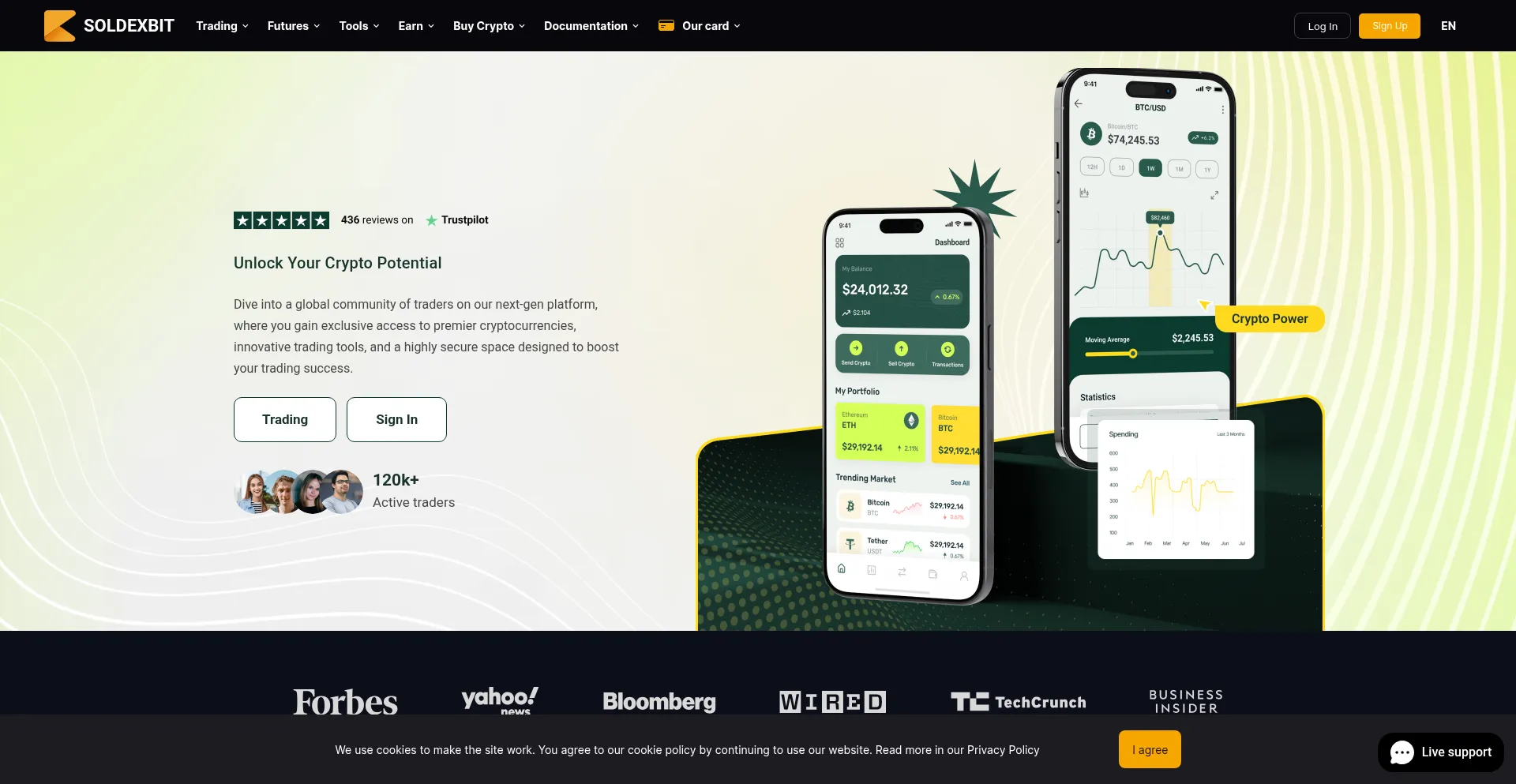 Website screenshot of Soldexbit.com