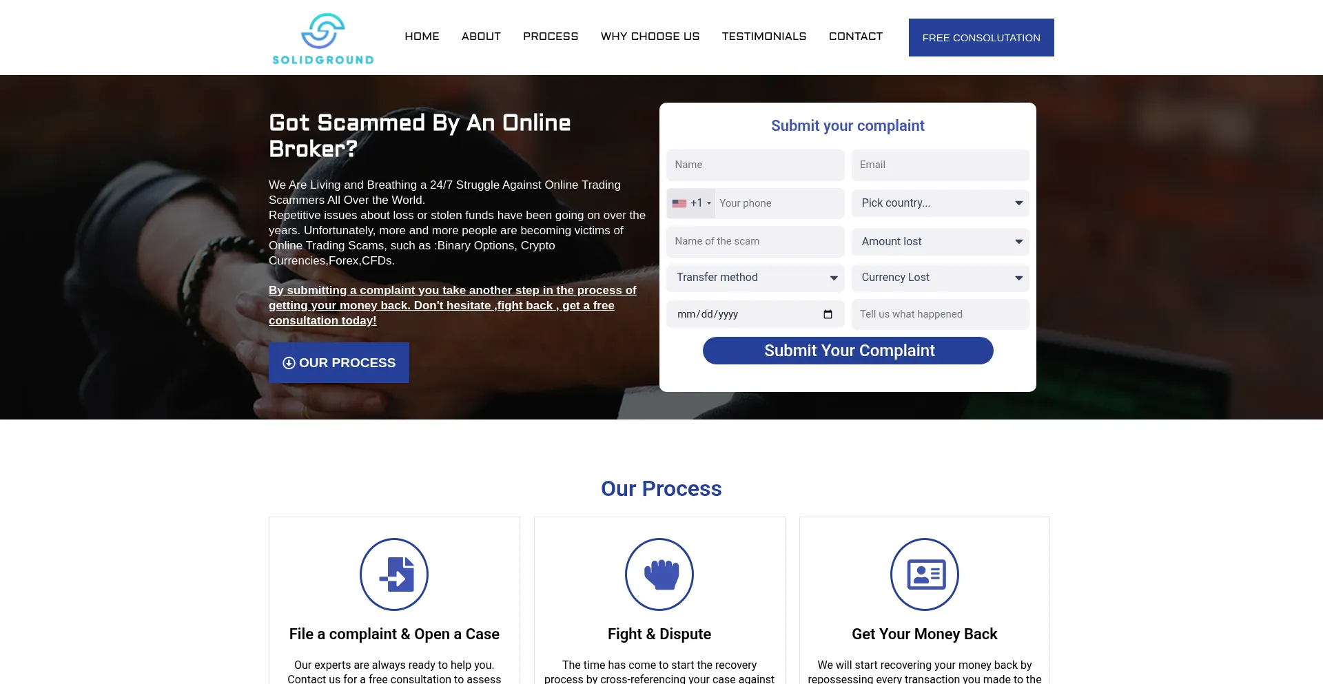 Website screenshot of Solidground.center