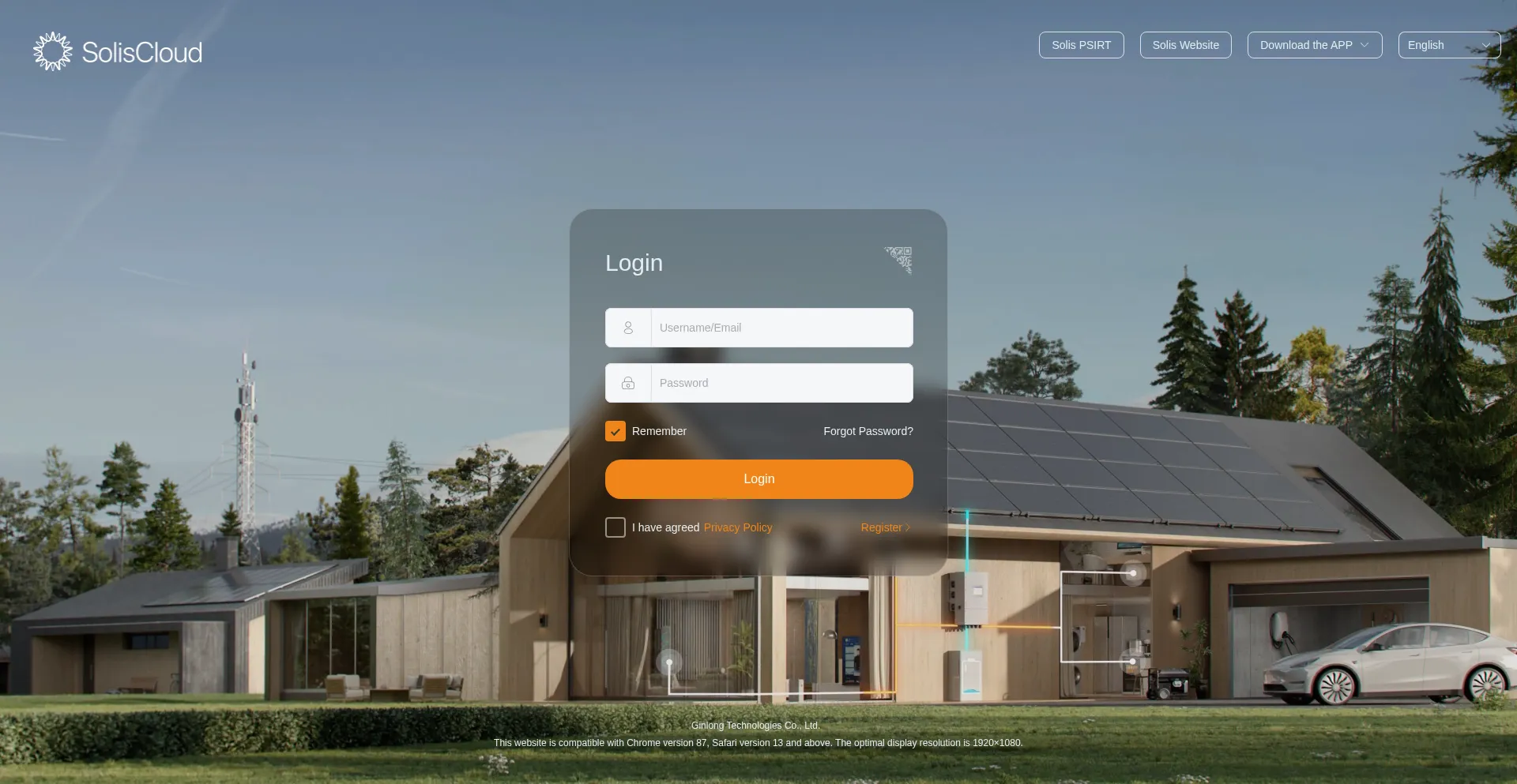 Website screenshot of Soliscloud.com