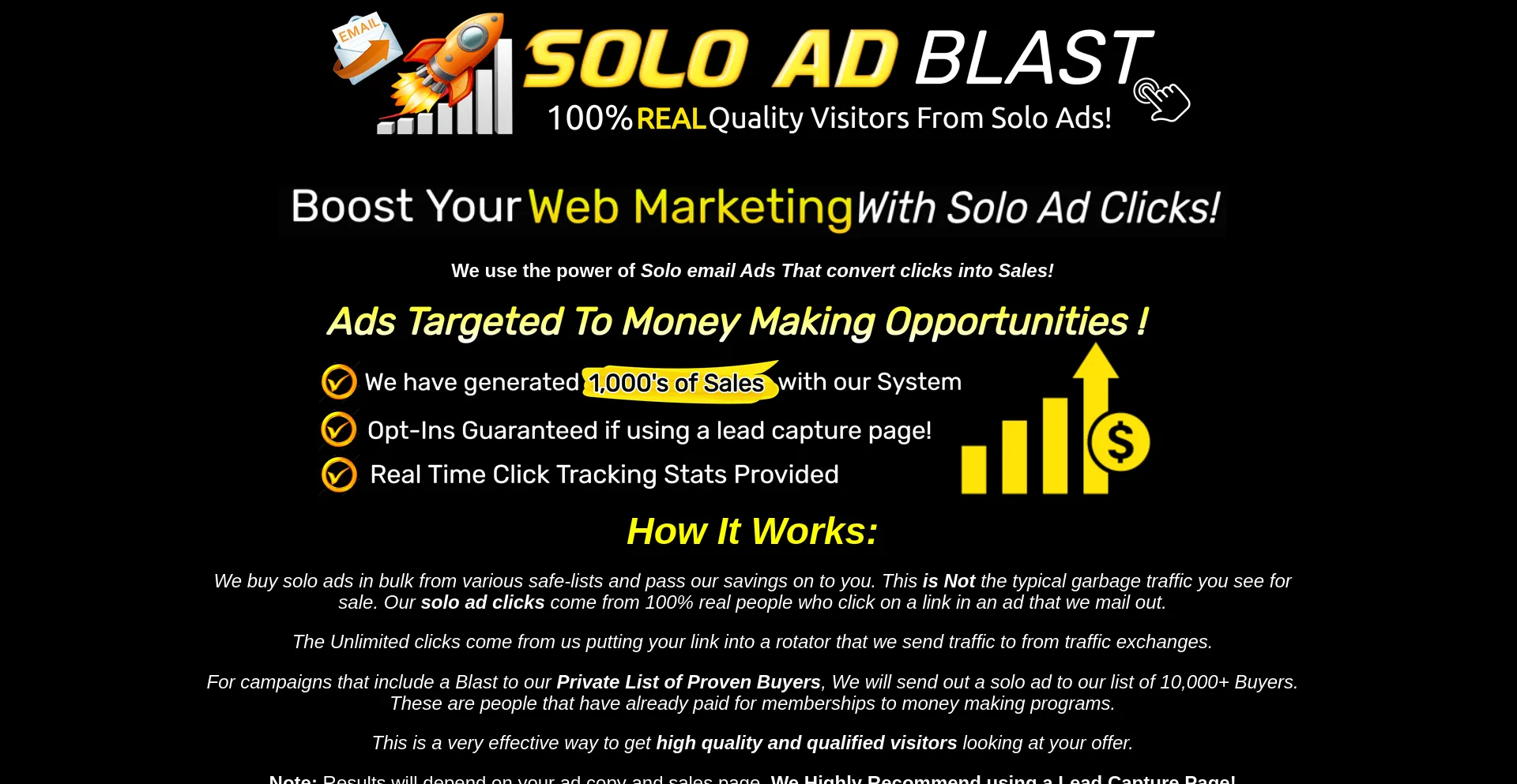 Website screenshot of Soloadblast.com