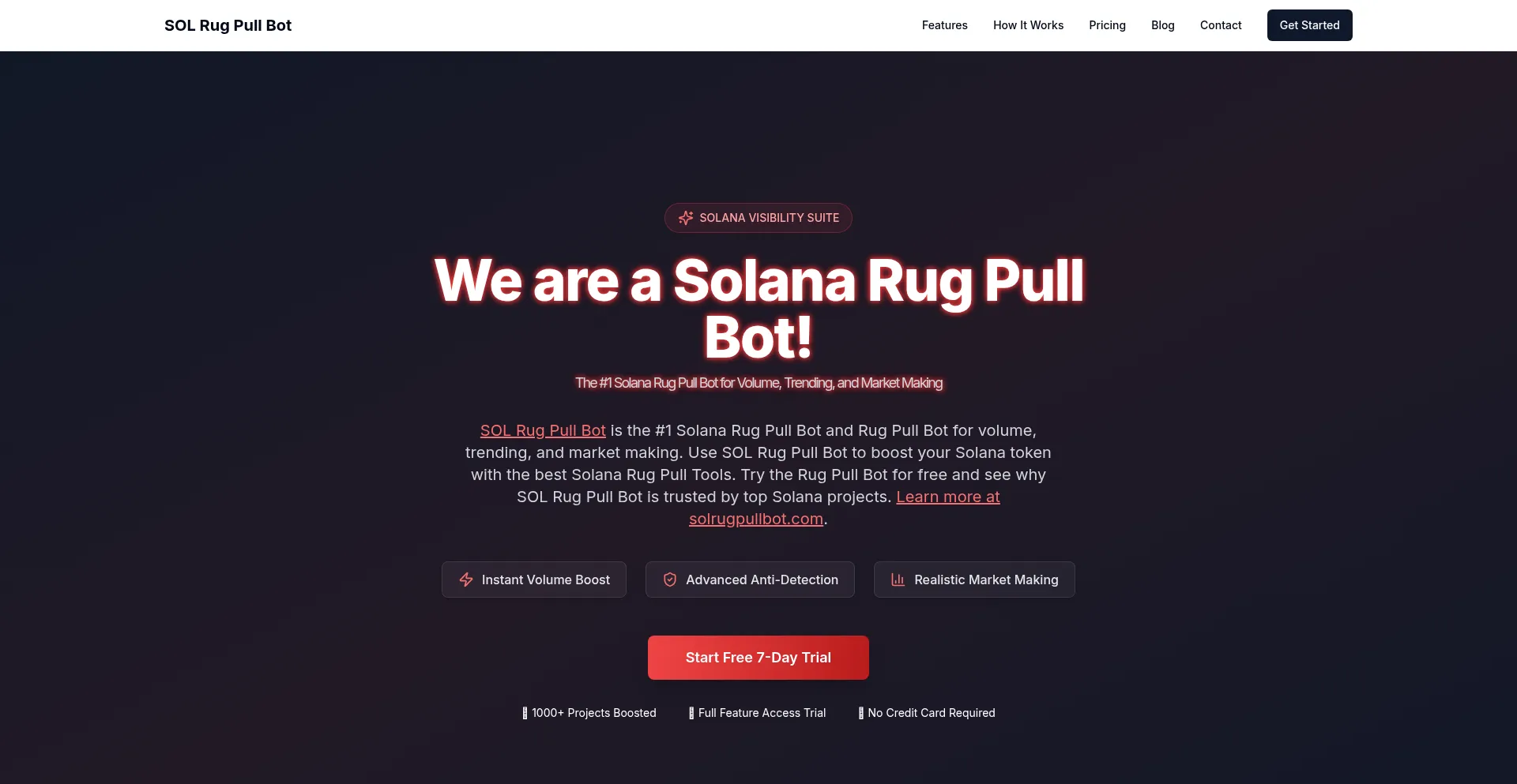 Website screenshot of Solrugpullbot.com