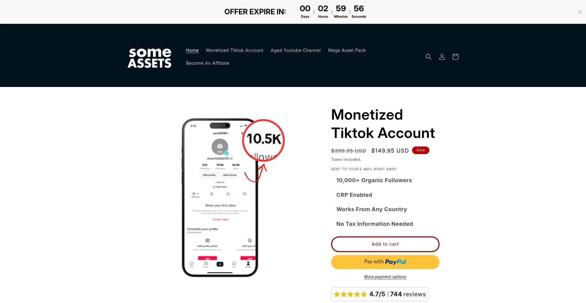 Website screenshot of Someassets.com