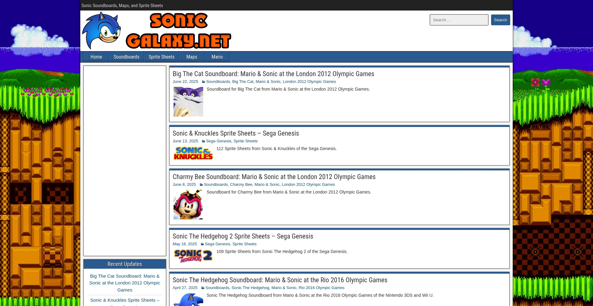 Website screenshot of Sonicgalaxy.net