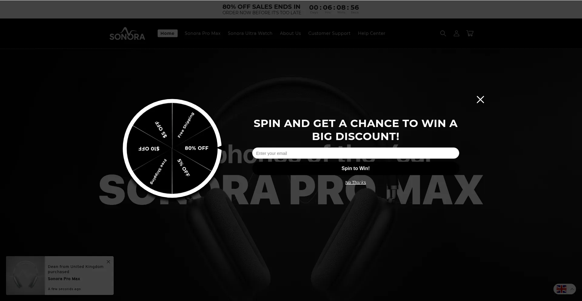 Website screenshot of Sonoravision.com