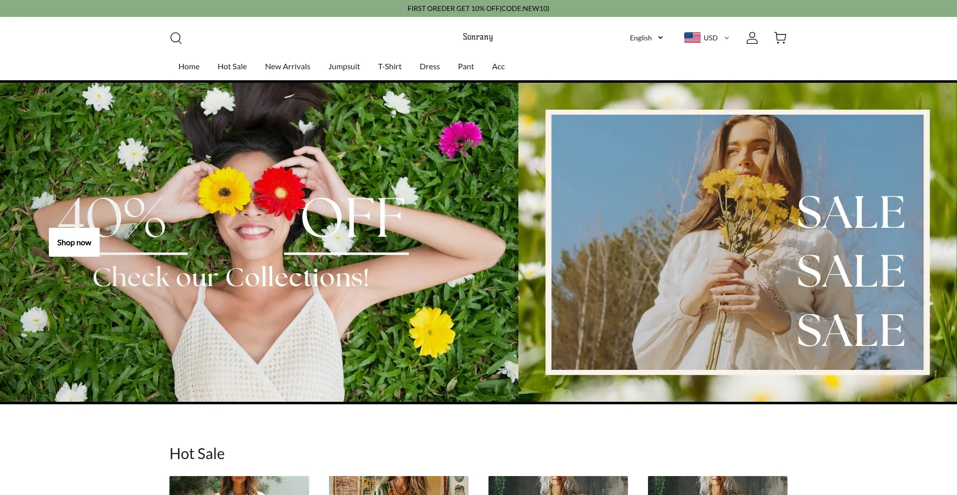 Website screenshot of Sonrany.com