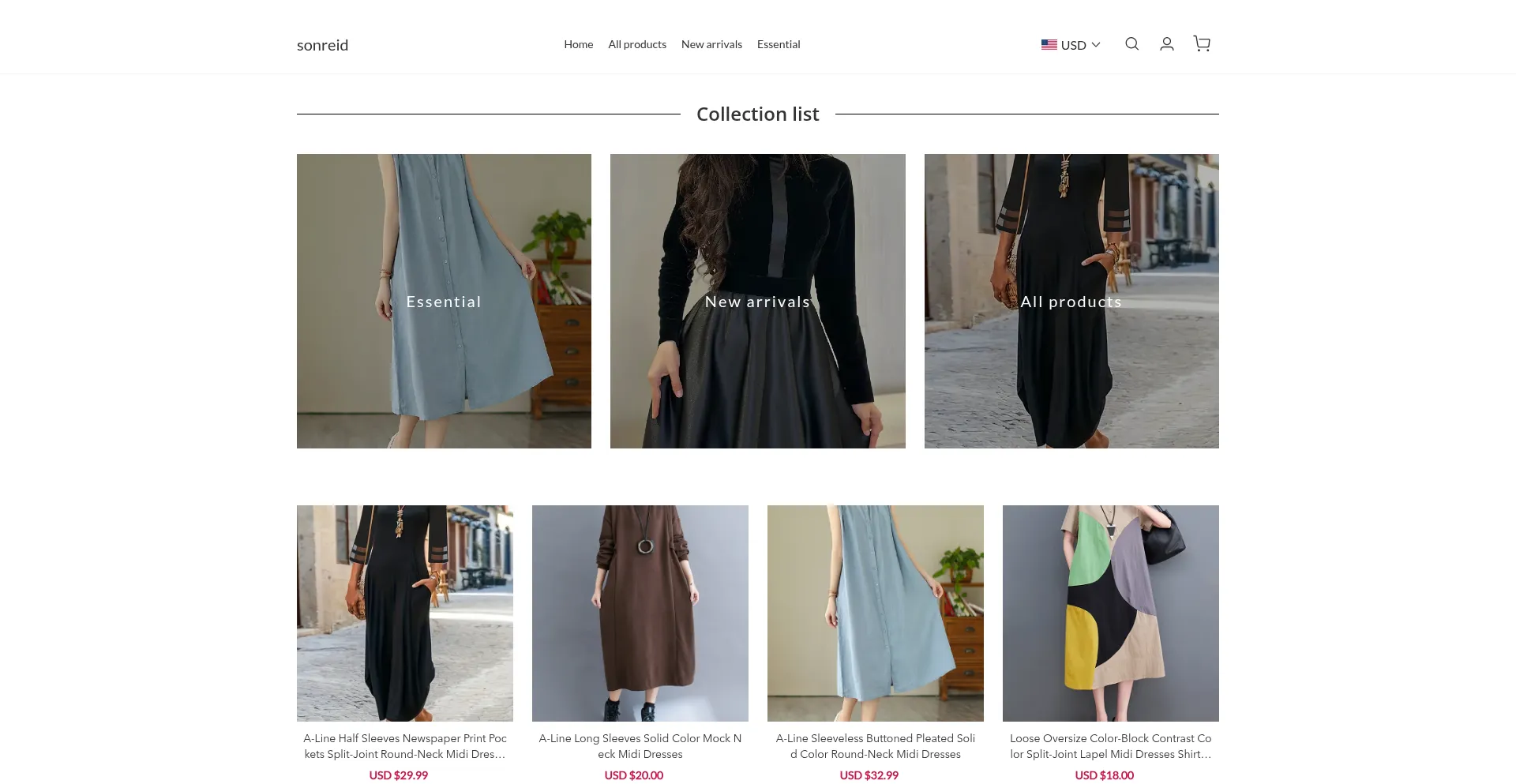 Website screenshot of Sonreid.com
