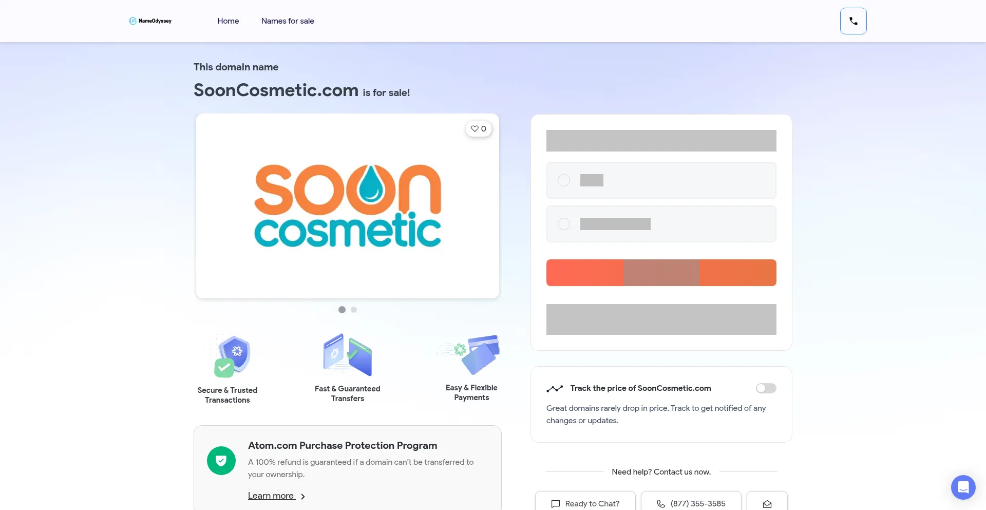 Website screenshot of Sooncosmetic.com