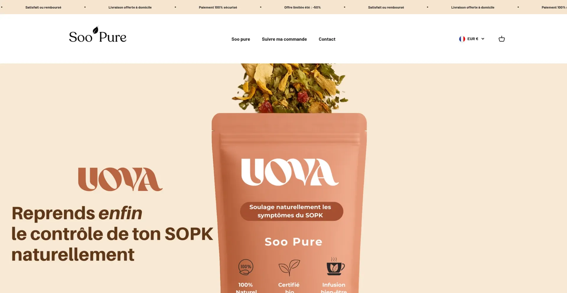 Website screenshot of Soopuretea.com