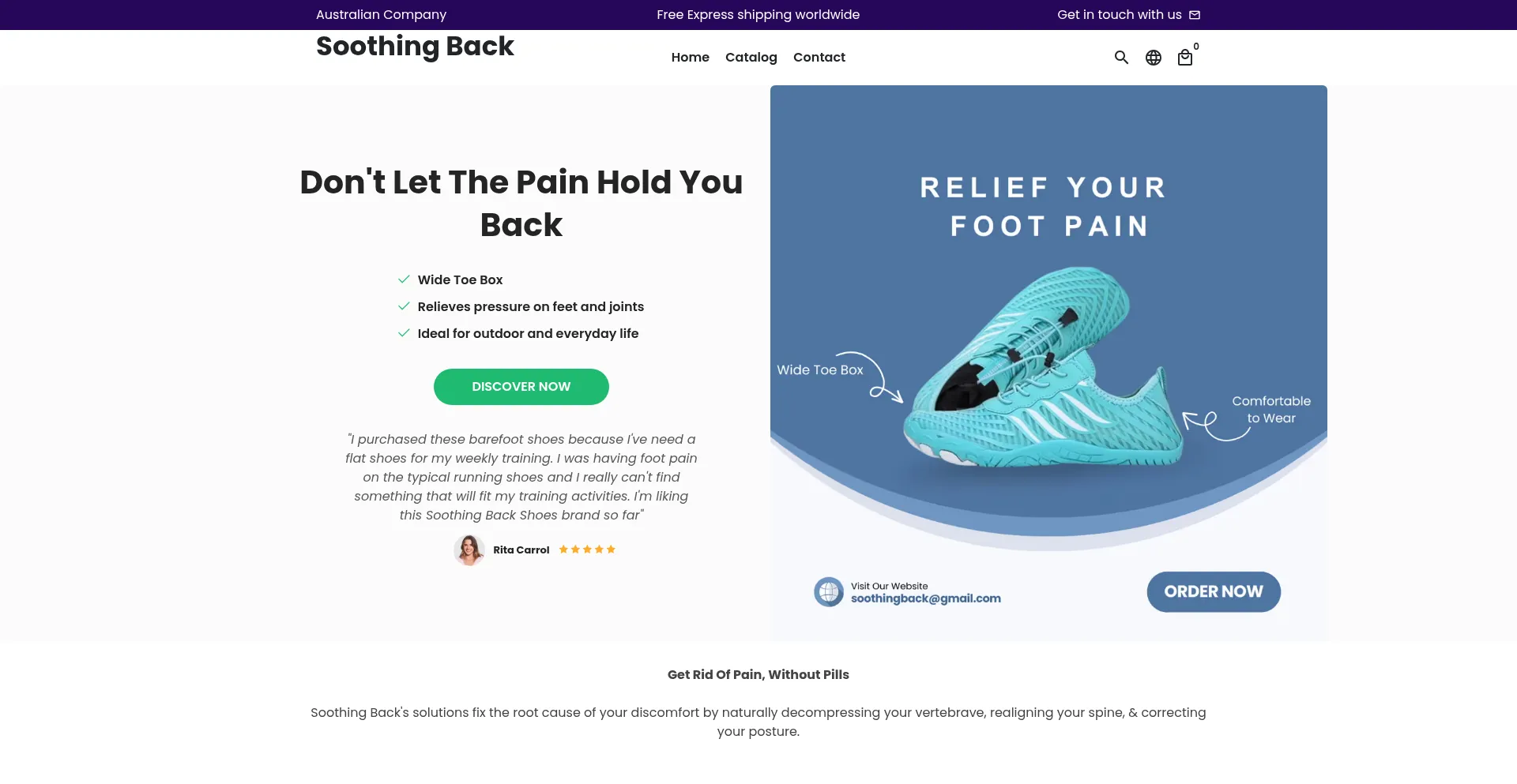 Soothingback.com.au Screenshot