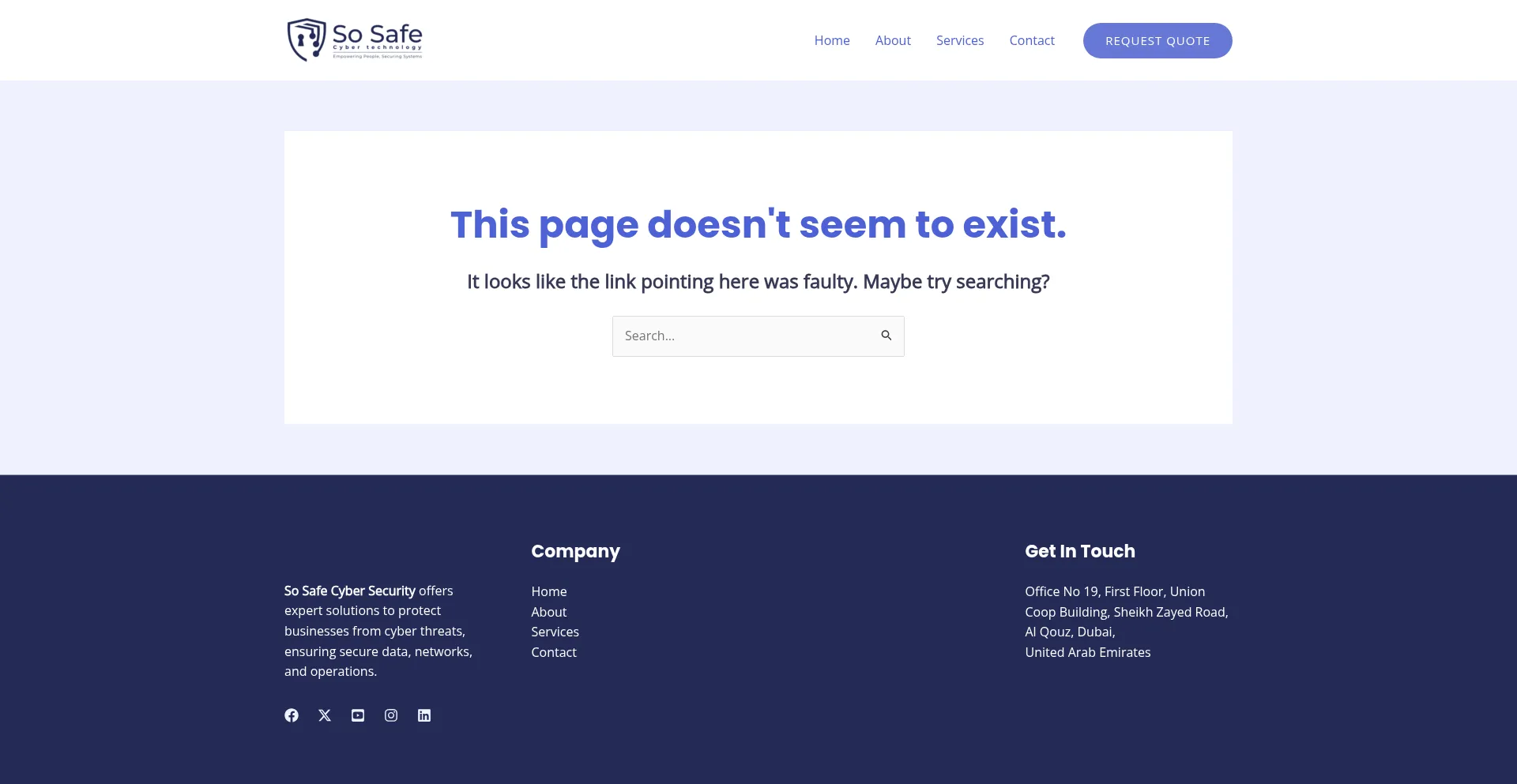 Website screenshot of Sosafe.com